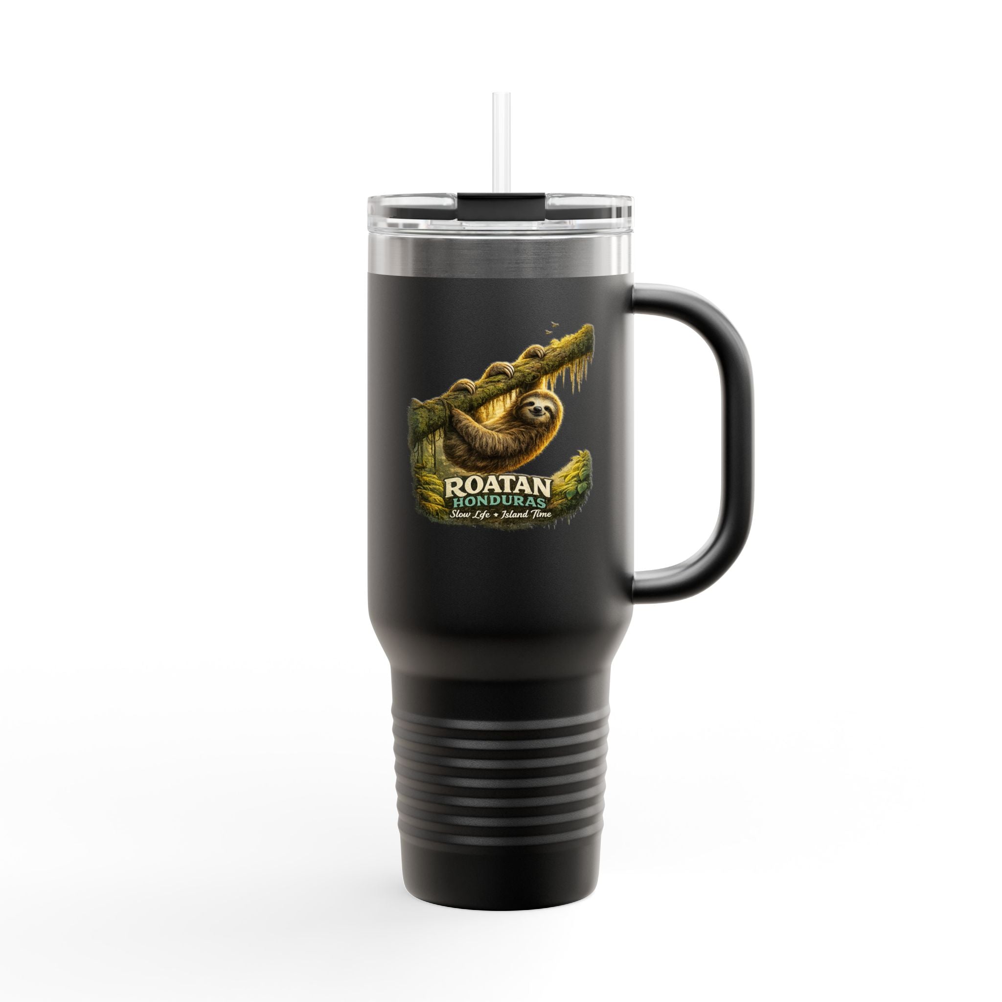 Roatán Sloth 40oz Insulated Travel Mug — Tropical Wildlife Coffee Tumbler