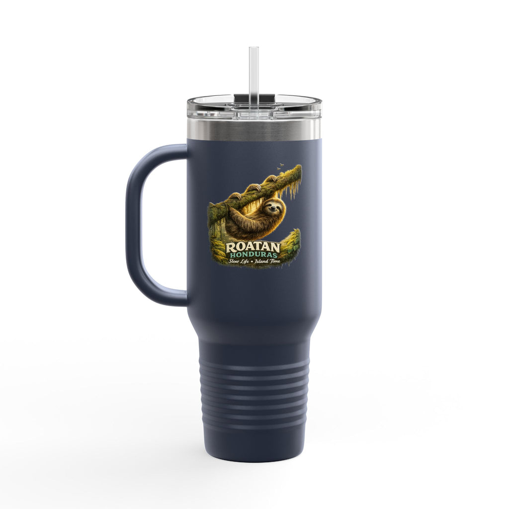 Roatán Sloth 40oz Insulated Travel Mug — Tropical Wildlife Coffee Tumbler
