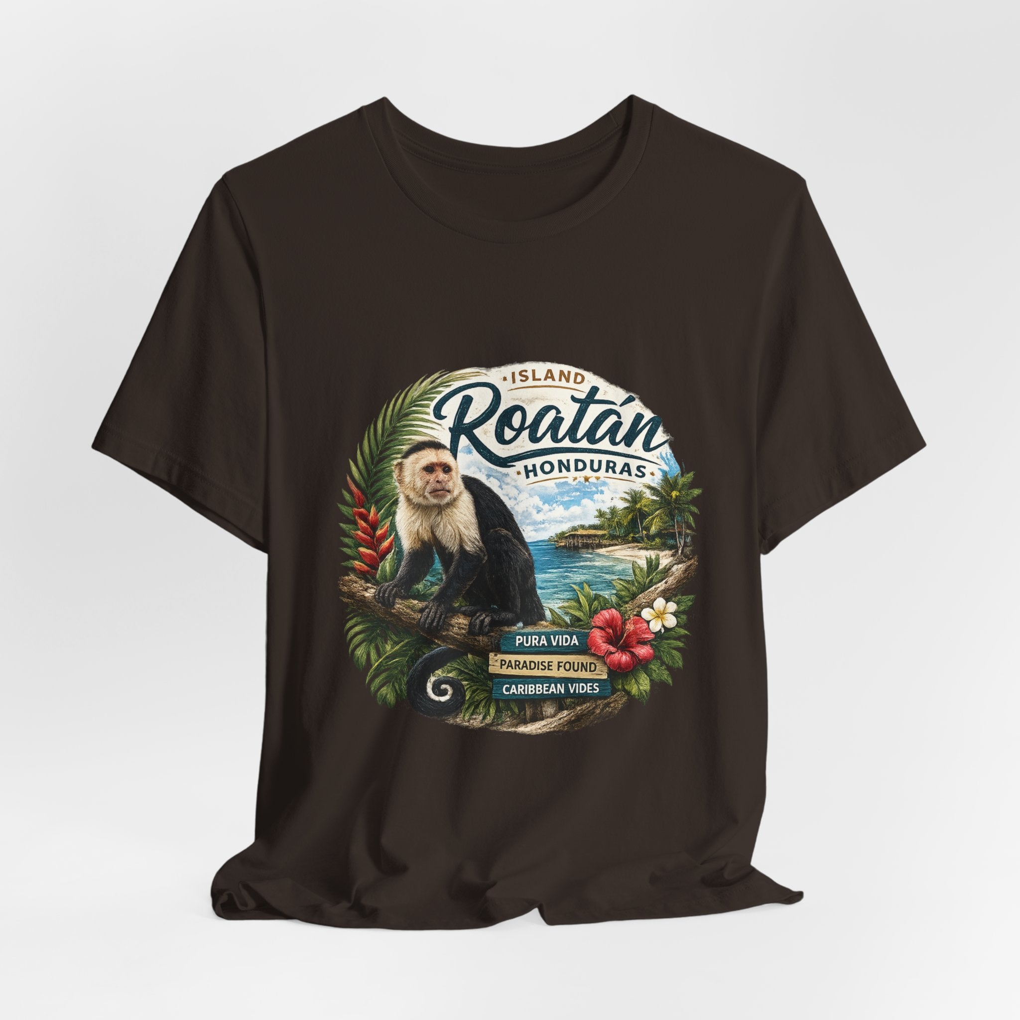 Roatán Honduras Vacation T‑Shirt — Tropical Island Monkey Souvenir