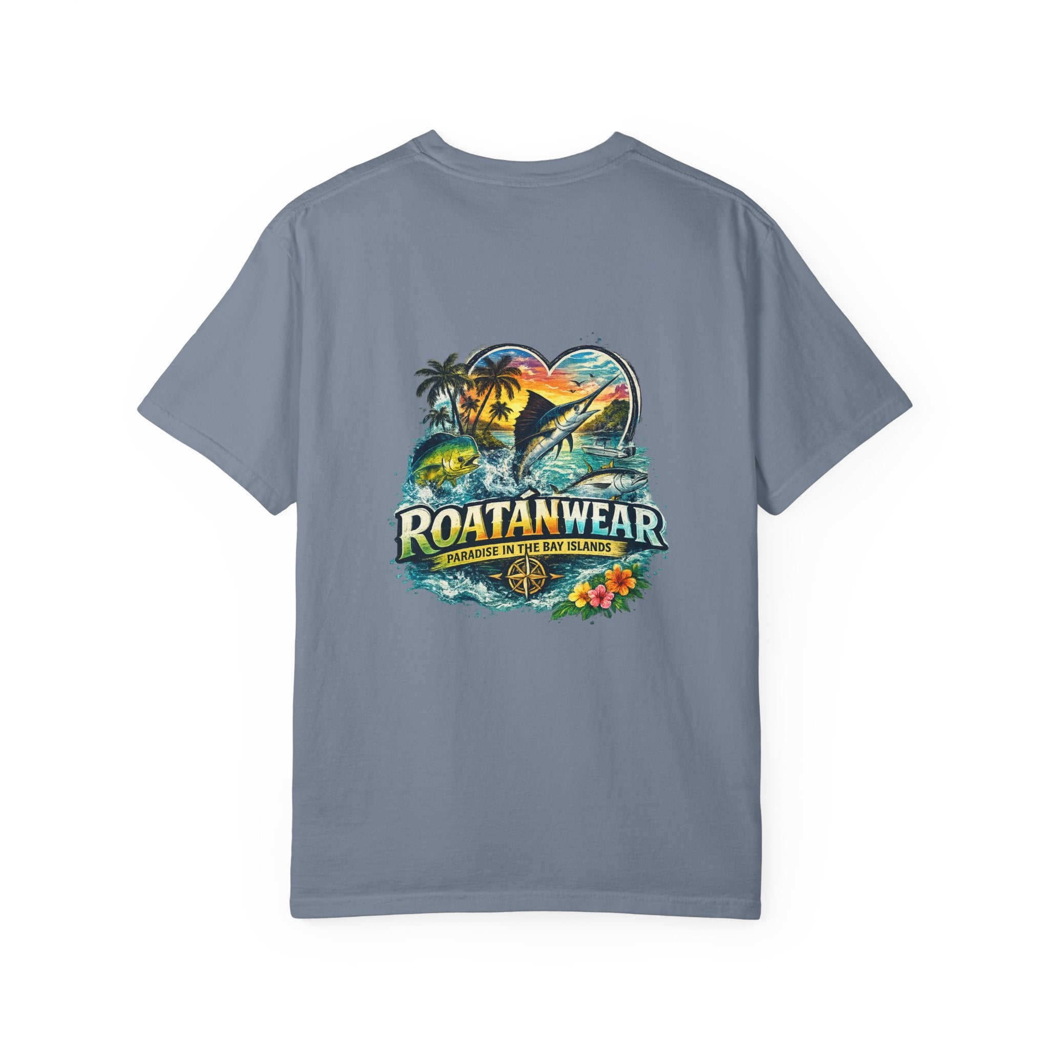 Roatan Beach T-Shirt — Tropical Dolphin Sunset Tee