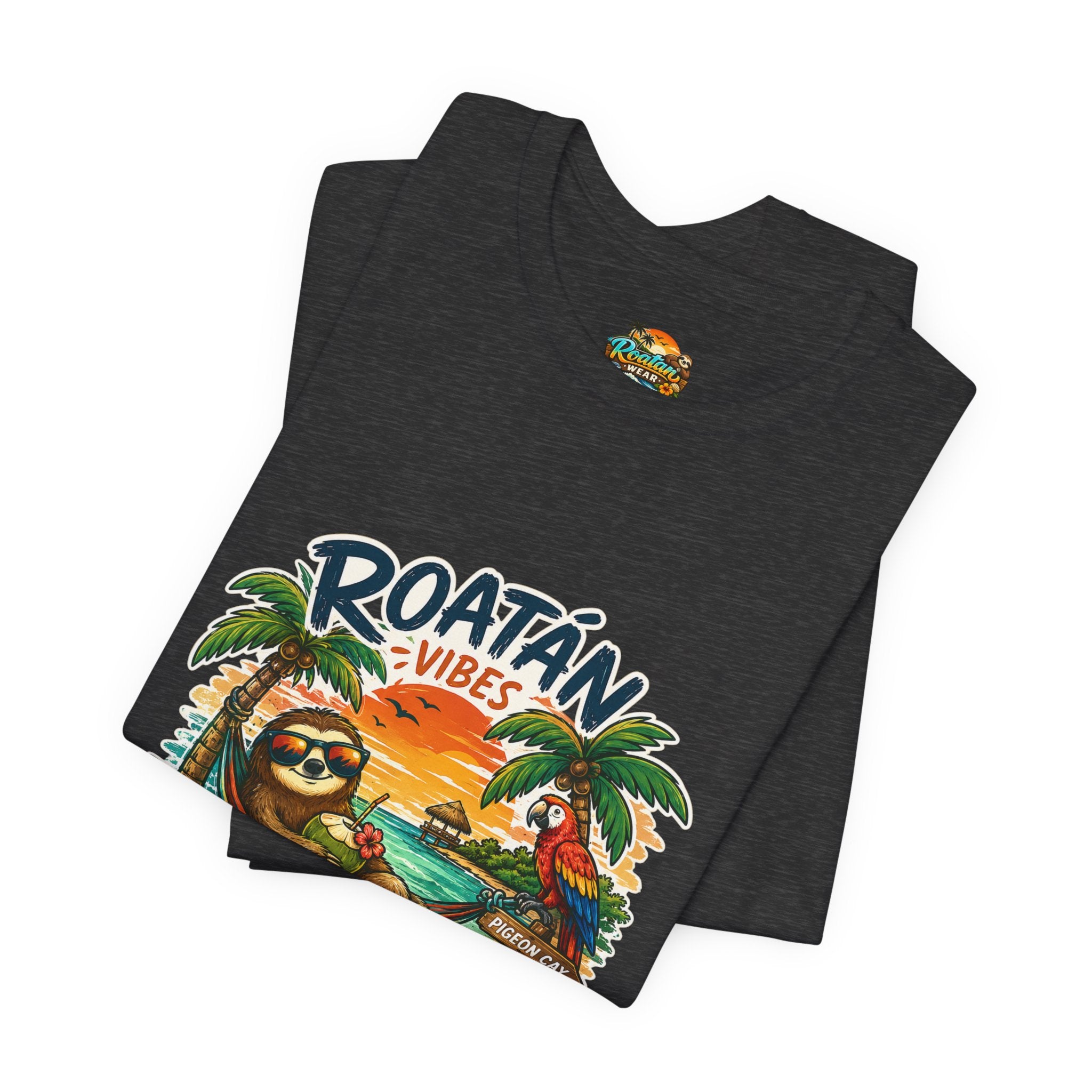 Roatán Vibes Honduras T-Shirt — Tropical Sloth Beach Vacation Tee