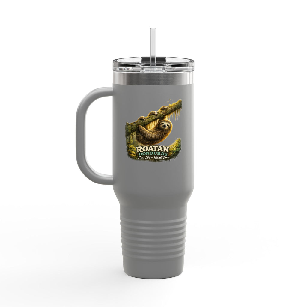 Roatán Sloth 40oz Insulated Travel Mug — Tropical Wildlife Coffee Tumbler