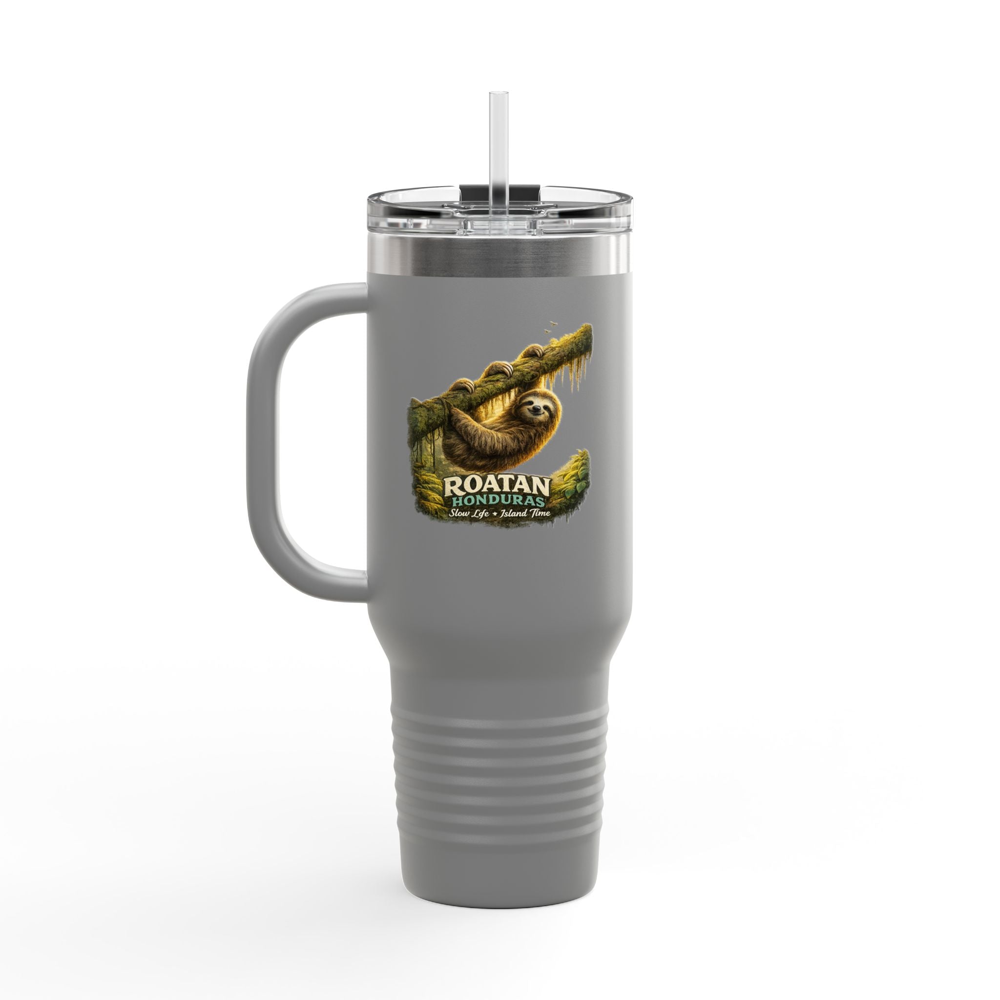 Roatán Sloth 40oz Insulated Travel Mug — Tropical Wildlife Coffee Tumbler