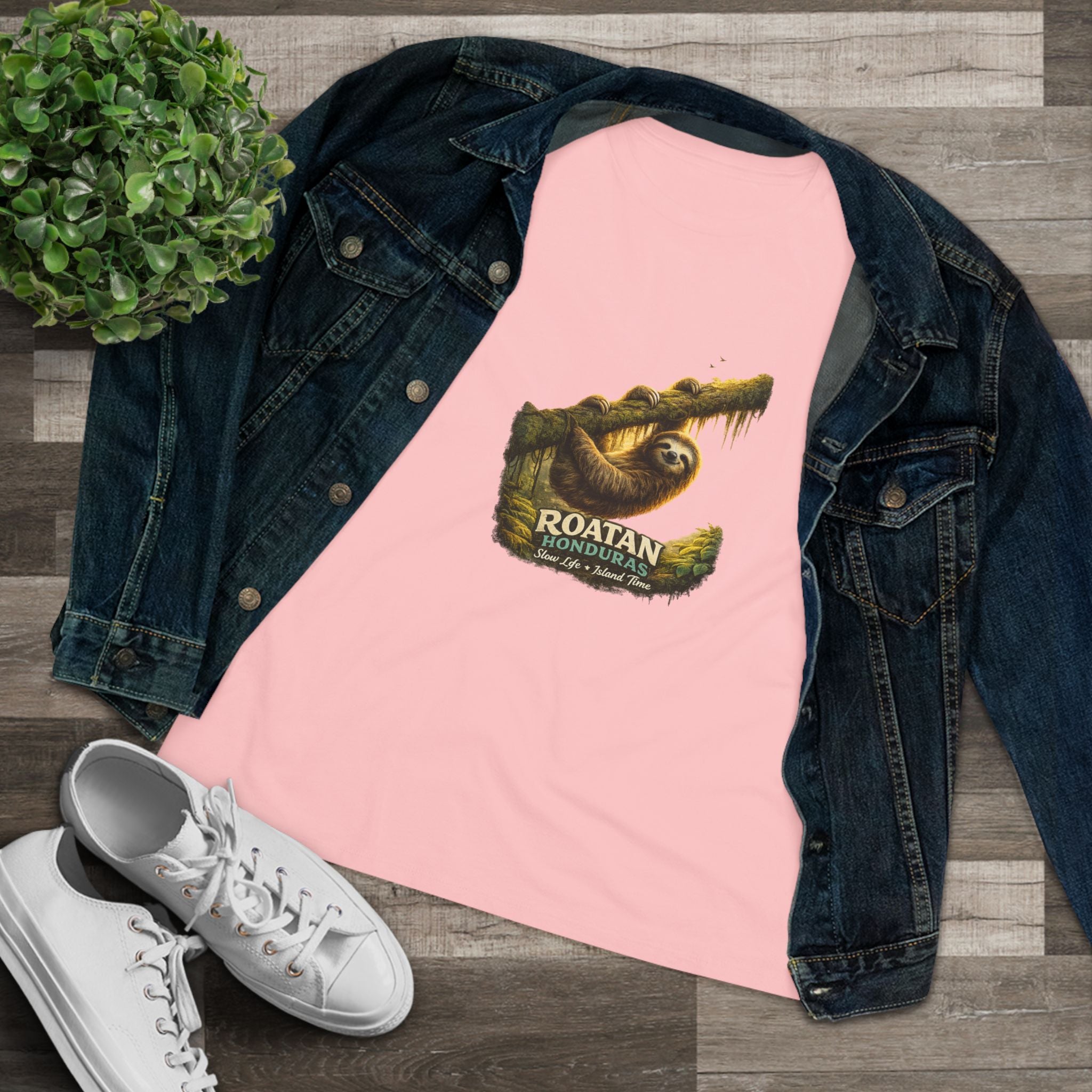 Roatan Sloth Graphic Tee - Women's Travel Souvenir T-Shirt