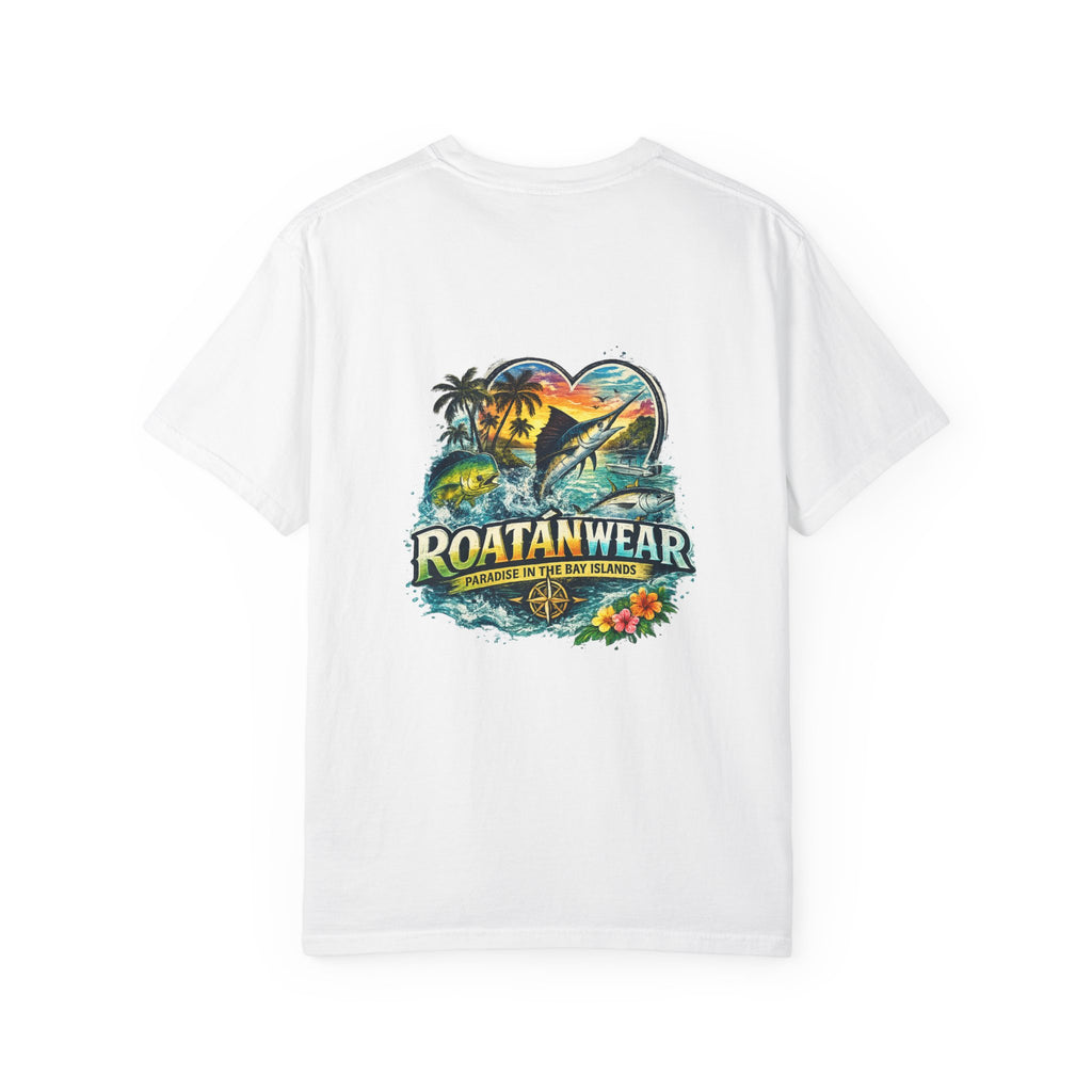 Roatan Beach T-Shirt — Tropical Dolphin Sunset Tee