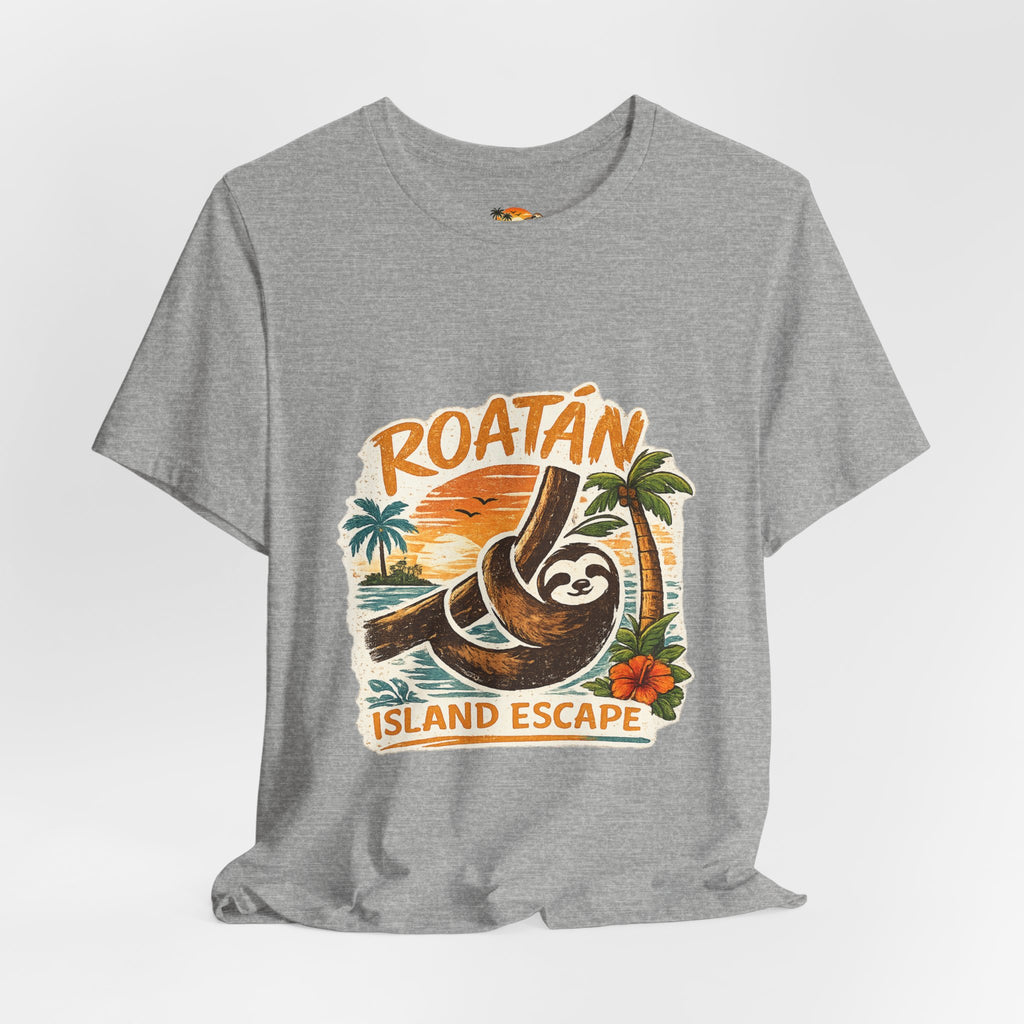 Roatán Island Escape T‑Shirt — Tropical Sloth Vacation Tee