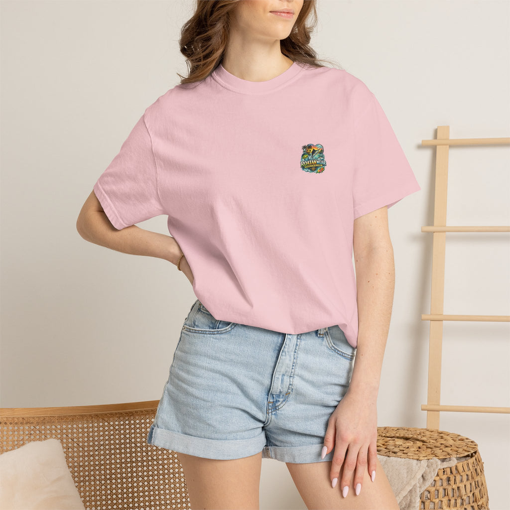 Roatan Beach T-Shirt — Tropical Dolphin Sunset Tee