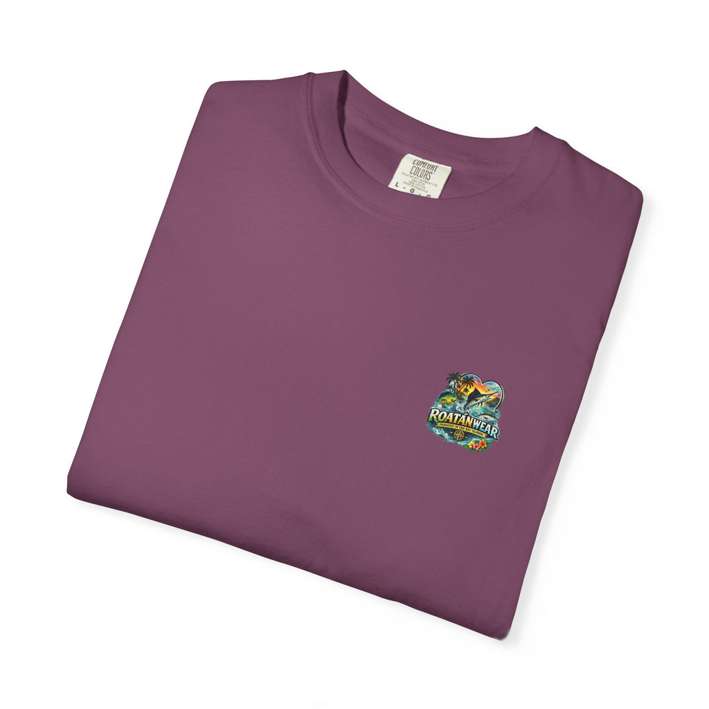 Roatan Beach T-Shirt — Tropical Dolphin Sunset Tee