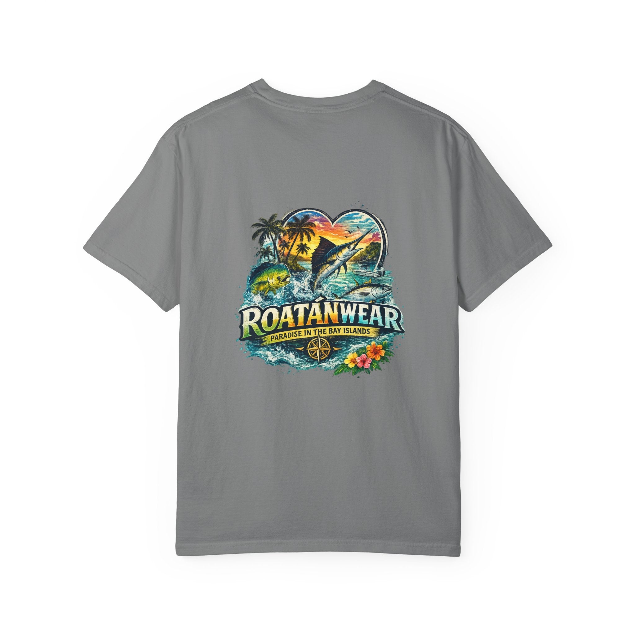 Roatan Beach T-Shirt — Tropical Dolphin Sunset Tee