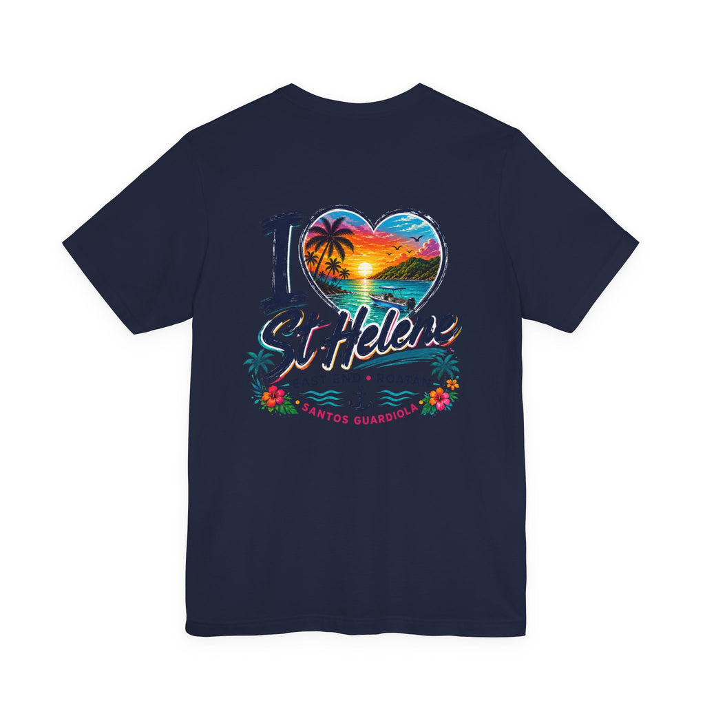I  St Helene Sunset Beach T-Shirt — East End Roatán Vacation Tee