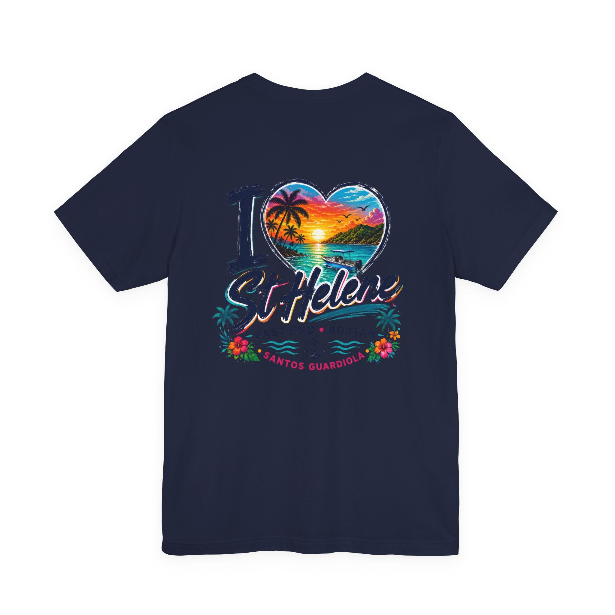 I  St Helene Sunset Beach T-Shirt — East End Roatán Vacation Tee
