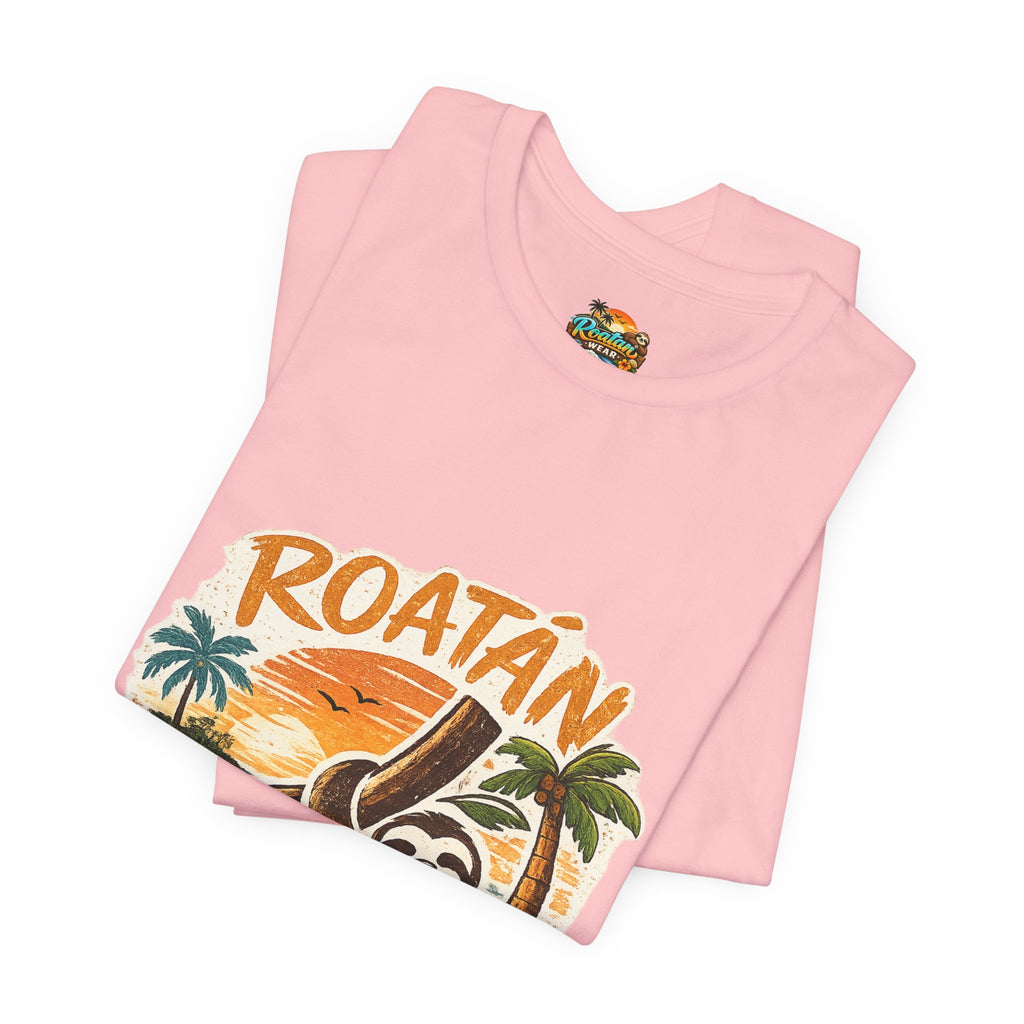 Roatán Island Escape T‑Shirt — Tropical Sloth Vacation Tee