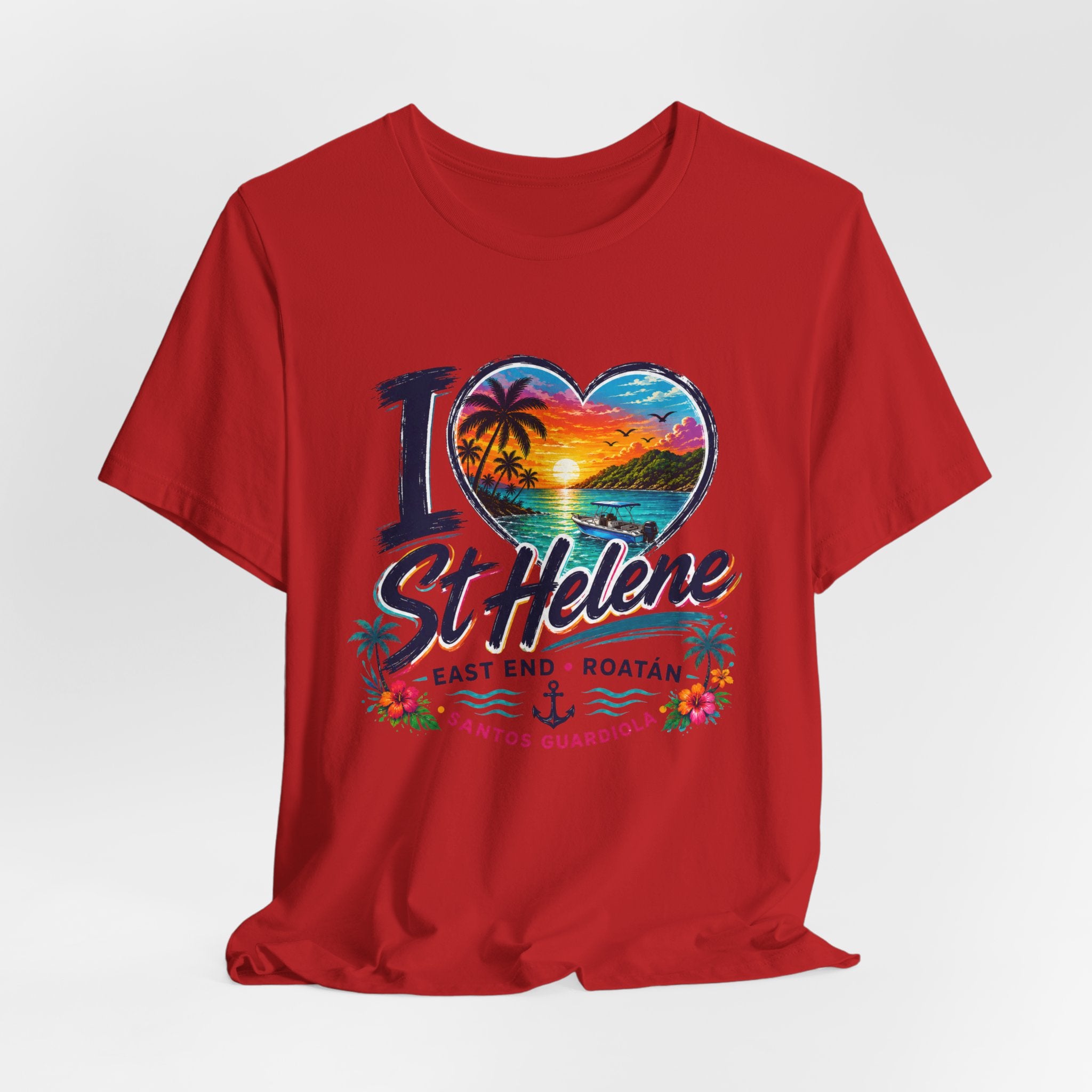 I  St Helene Sunset Beach T-Shirt — East End Roatán Vacation Tee
