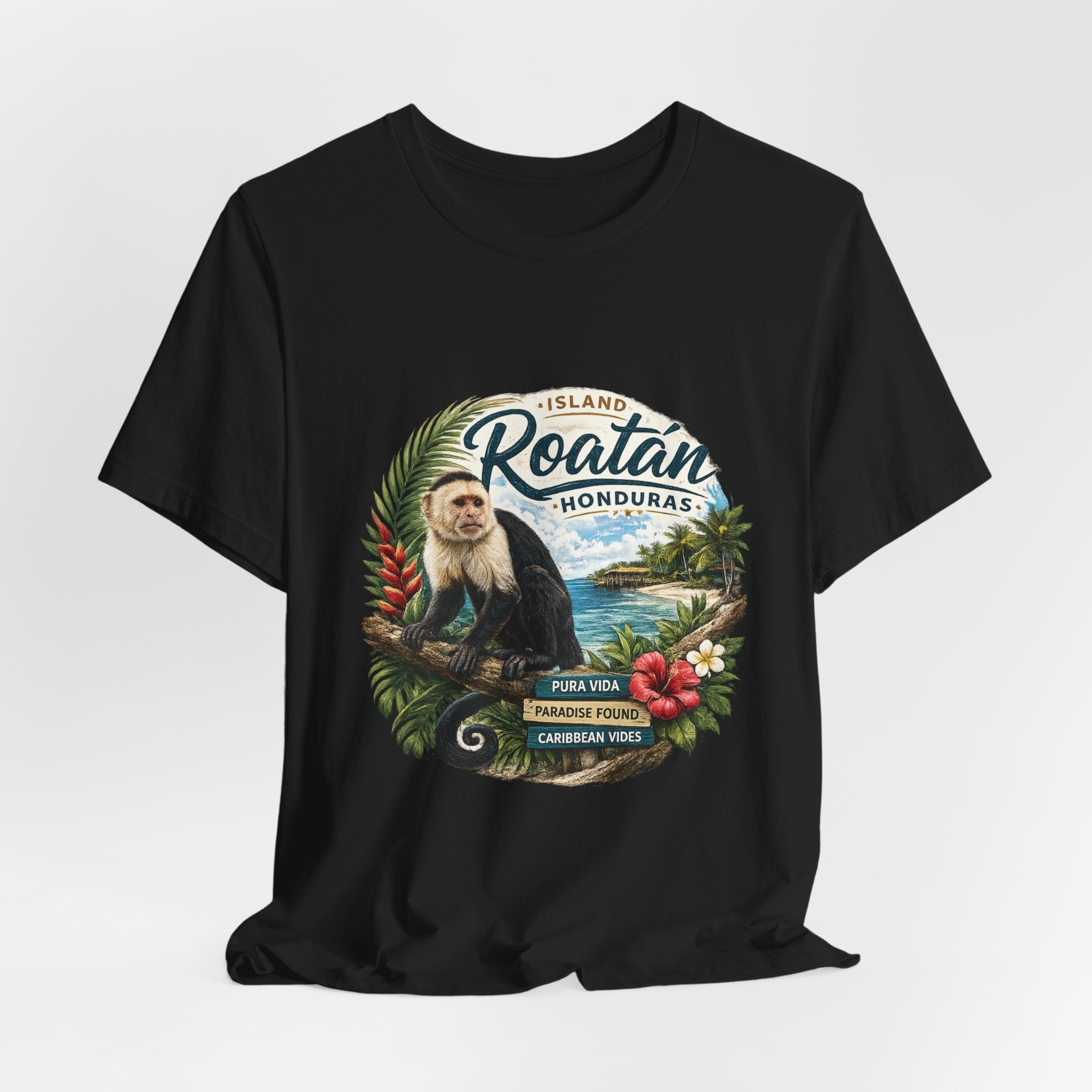 Roatán Honduras Vacation T‑Shirt — Tropical Island Monkey Souvenir
