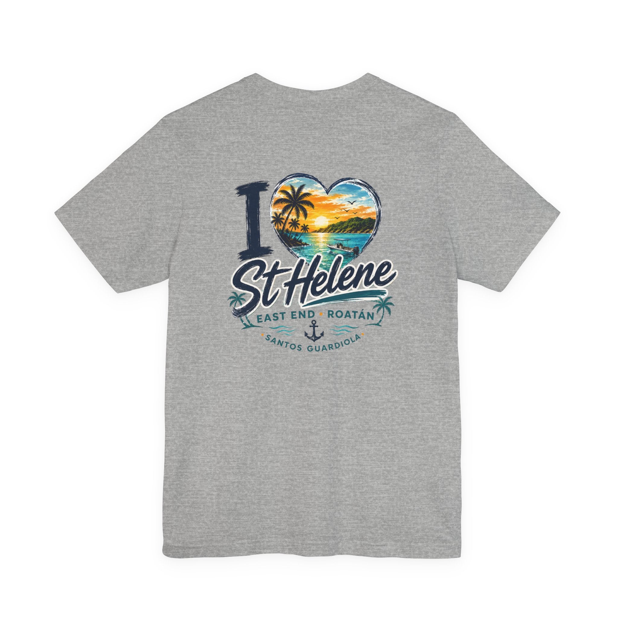 St. Helene Tropical Heart T-Shirt — "I  St Helene" Beach Sunset Tee