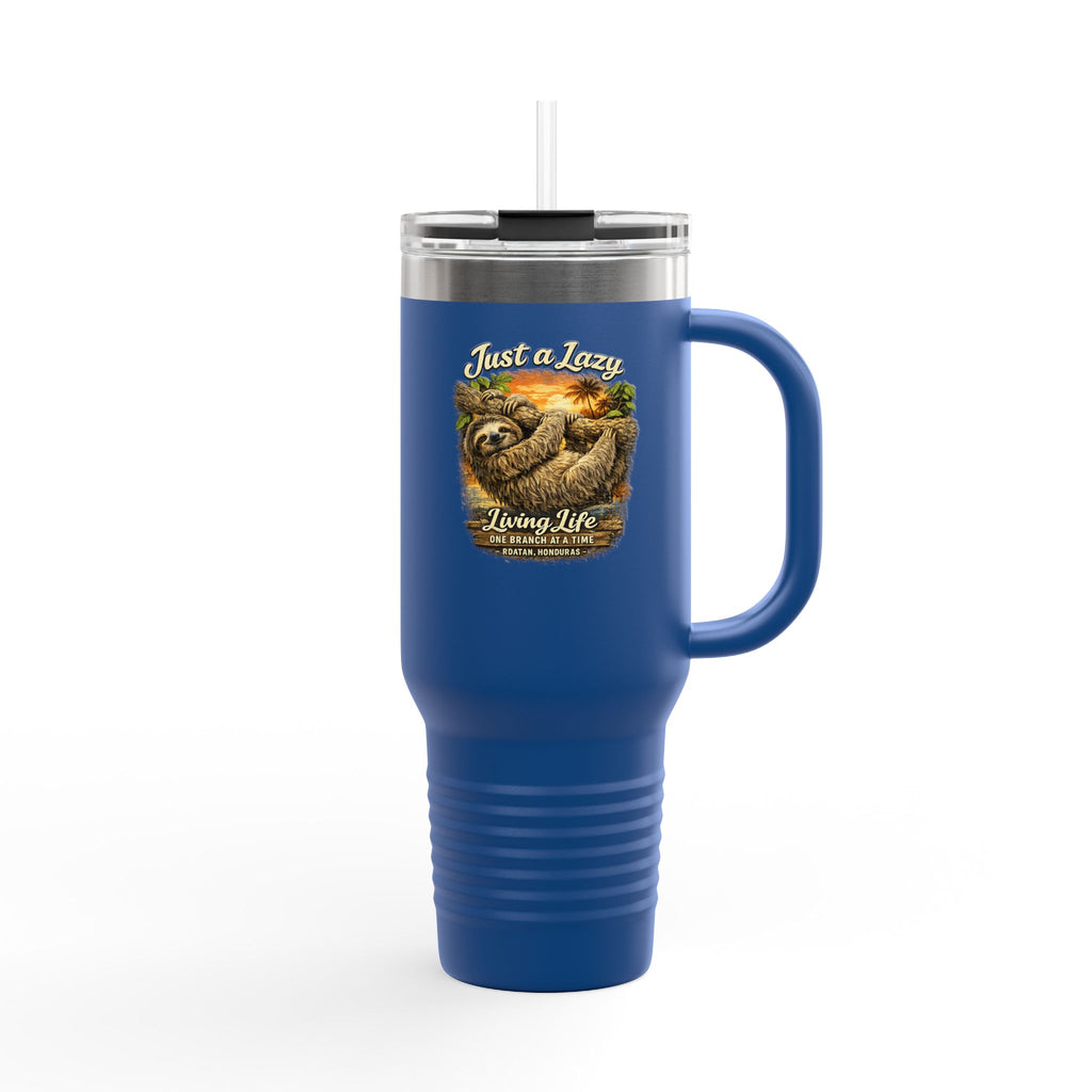 40oz Insulated Travel Mug — 'Just a Sloth Living Life' Cute Sloth Coffee Tumbler