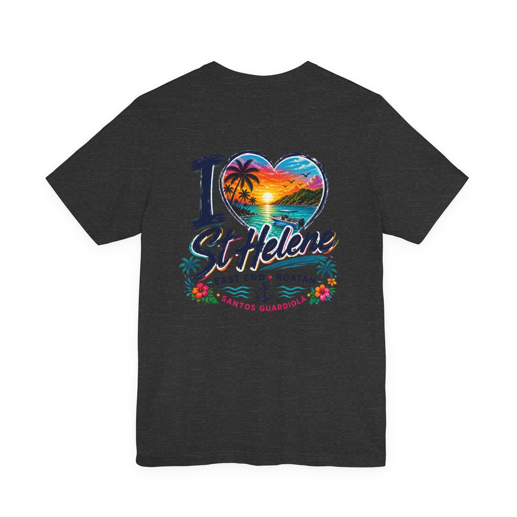 I  St Helene Sunset Beach T-Shirt — East End Roatán Vacation Tee