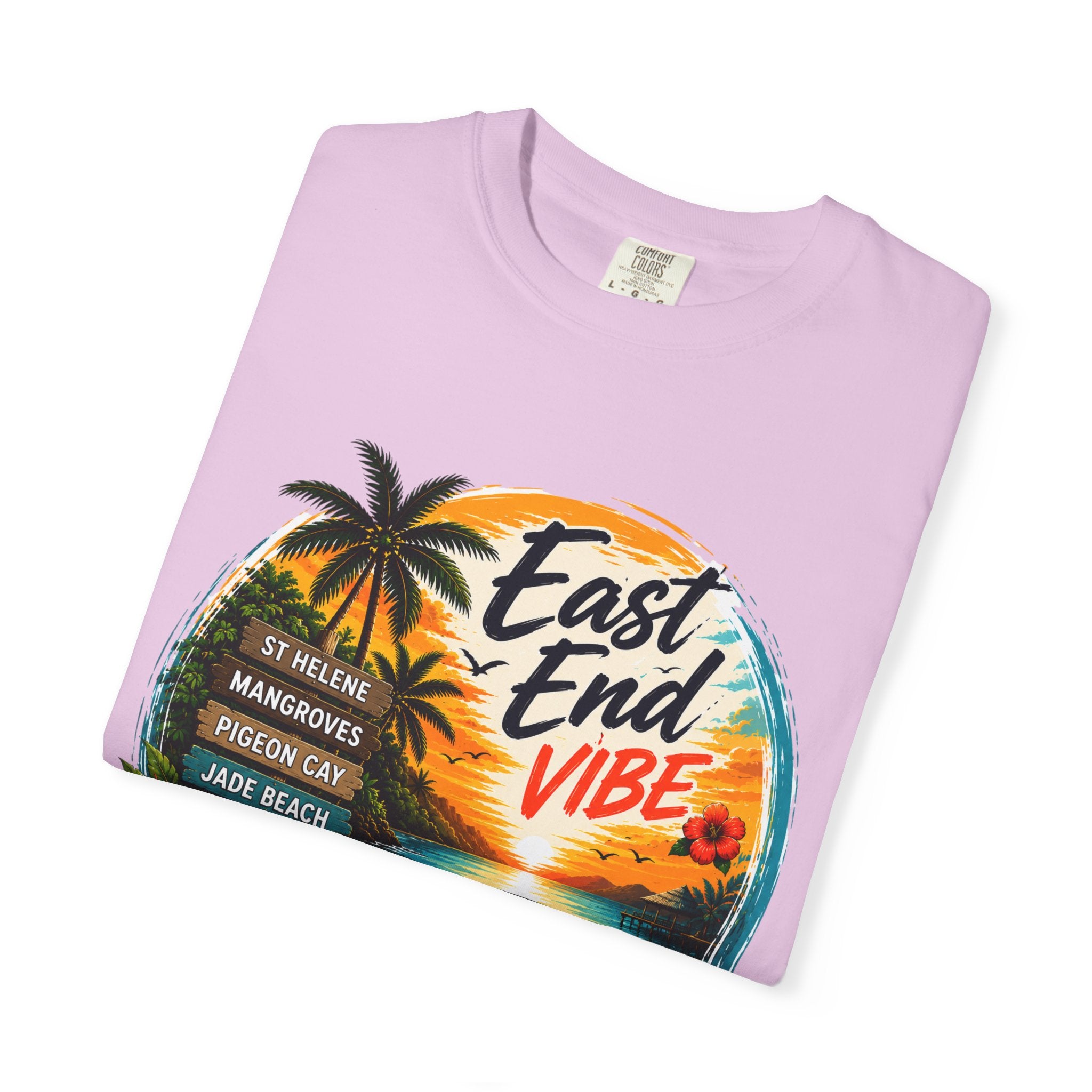 East End Vibe Beach T-Shirt — Tropical Palm Sunset Graphic Tee