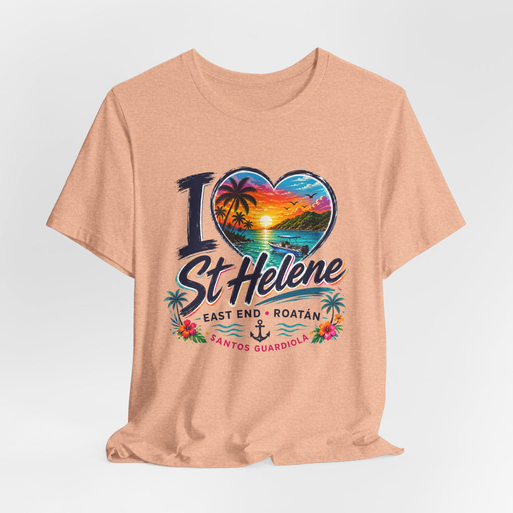 I  St Helene Sunset Beach T-Shirt — East End Roatán Vacation Tee