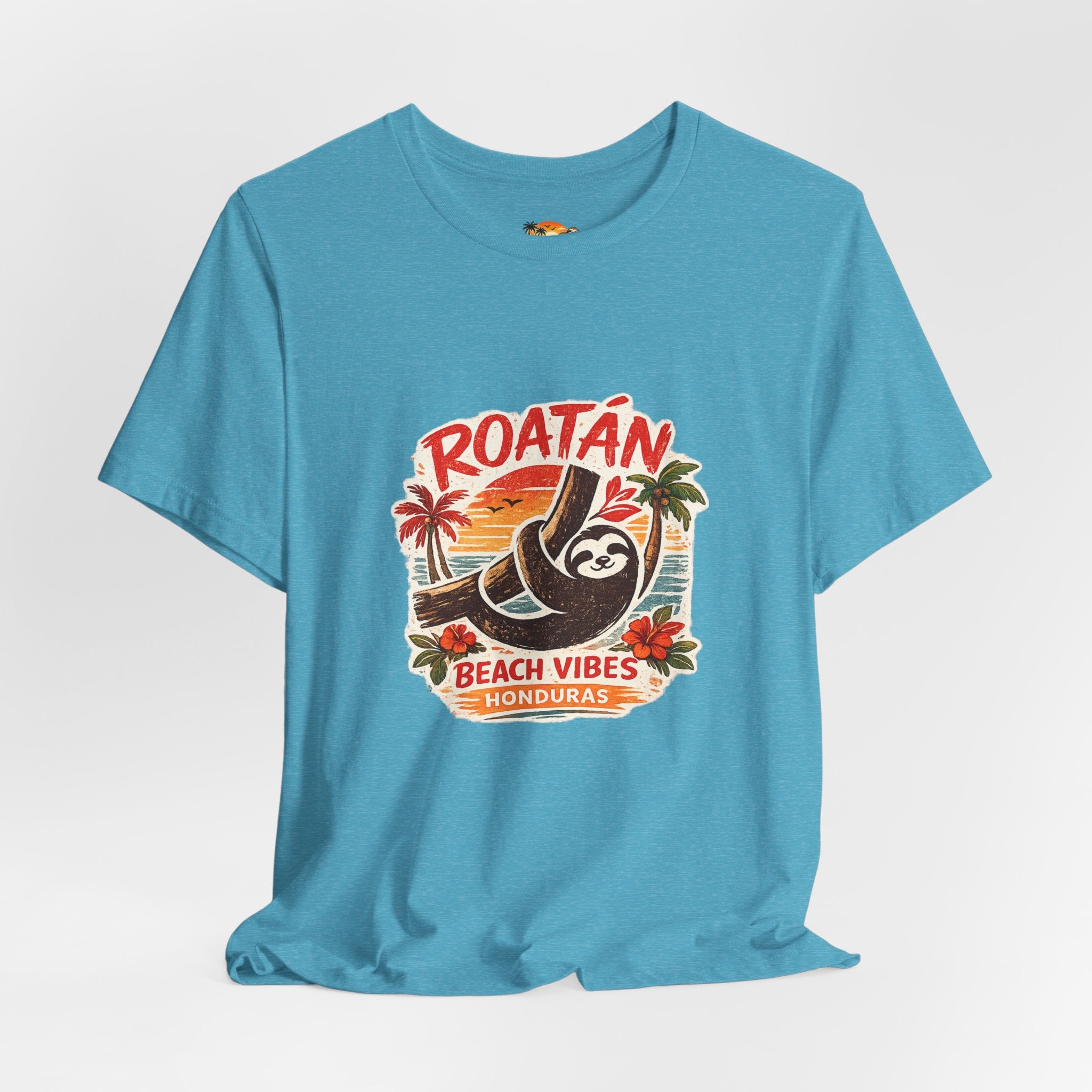 Roatán Beach Vibes Tee — Honduras Sloth Tropical Vacation T-Shirt