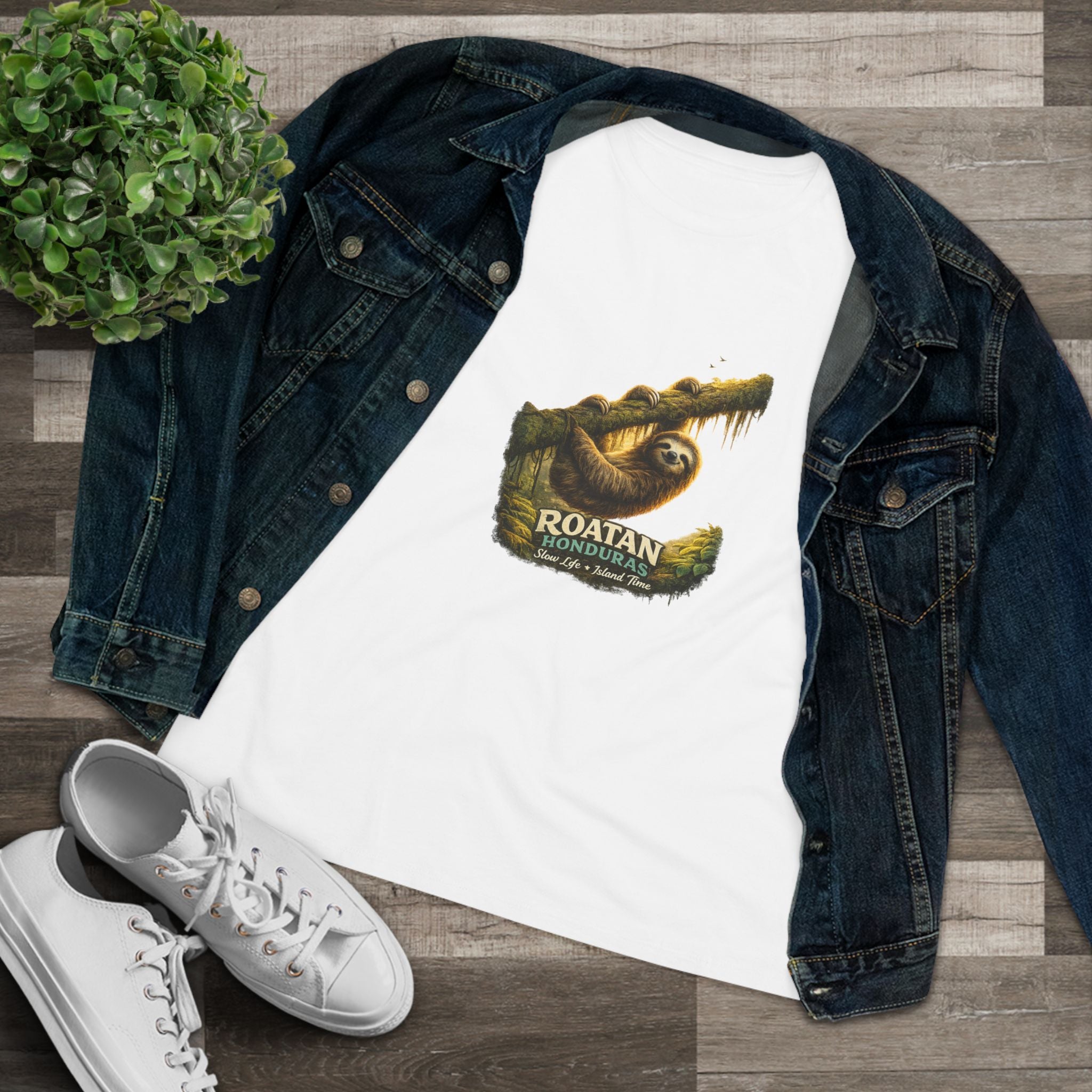 Roatan Sloth Graphic Tee - Women's Travel Souvenir T-Shirt