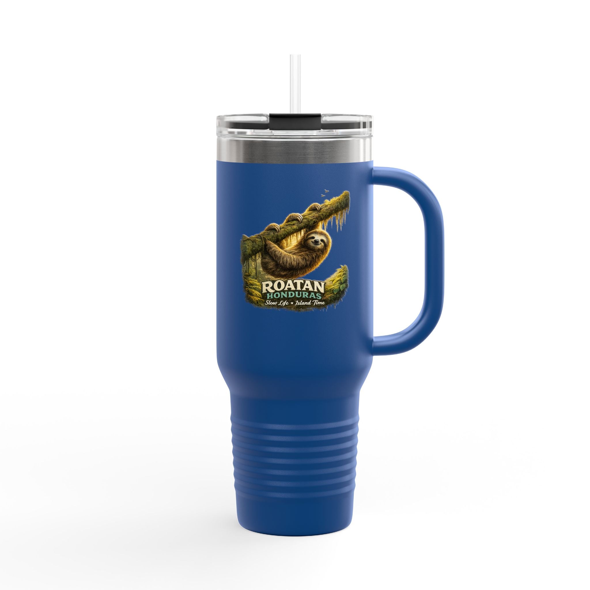 Roatán Sloth 40oz Insulated Travel Mug — Tropical Wildlife Coffee Tumbler