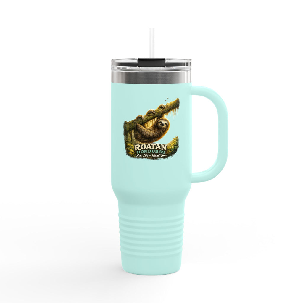 Roatán Sloth 40oz Insulated Travel Mug — Tropical Wildlife Coffee Tumbler