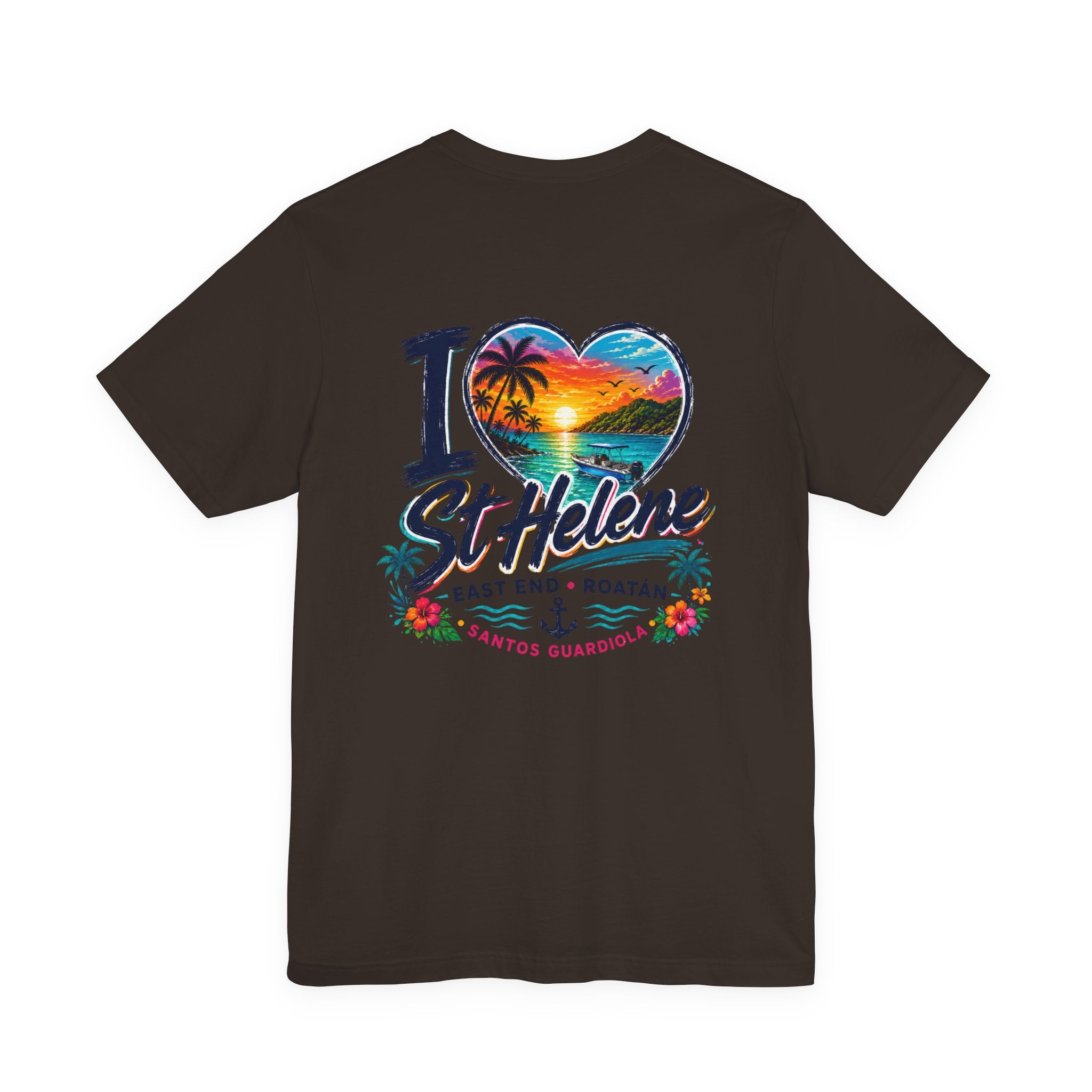 I  St Helene Sunset Beach T-Shirt — East End Roatán Vacation Tee