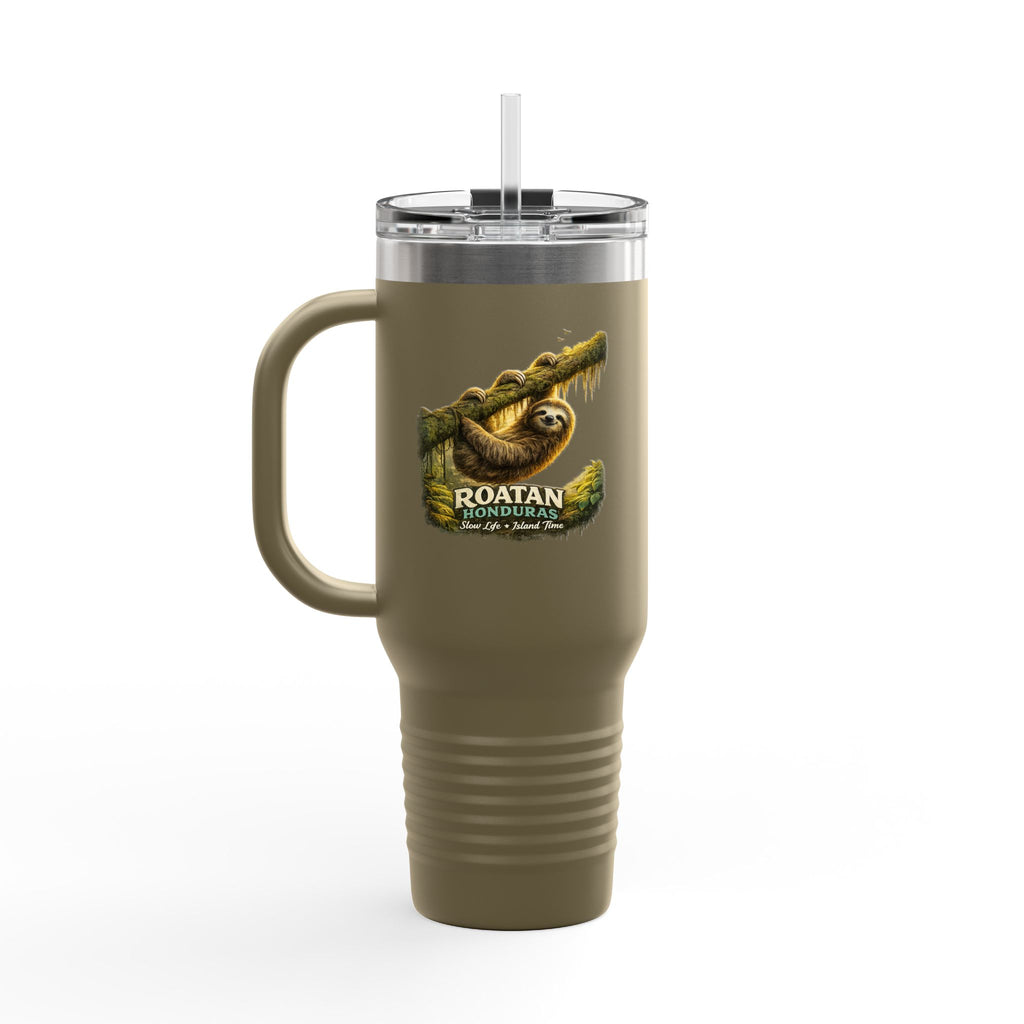 Roatán Sloth 40oz Insulated Travel Mug — Tropical Wildlife Coffee Tumbler