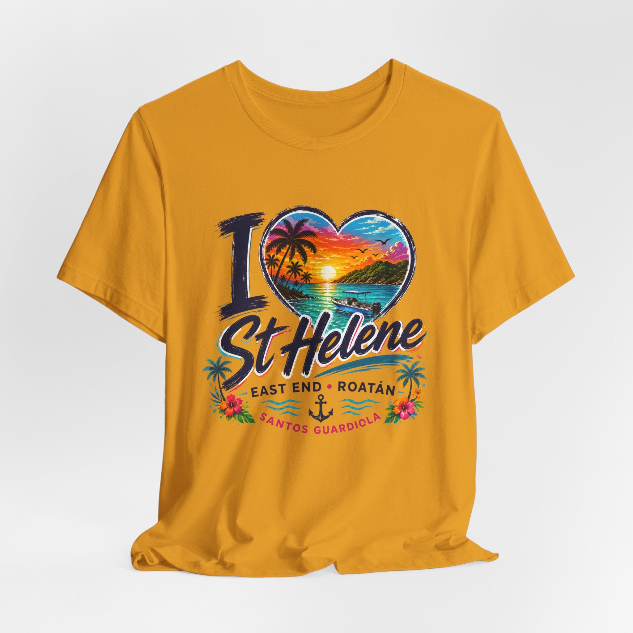 I  St Helene Sunset Beach T-Shirt — East End Roatán Vacation Tee