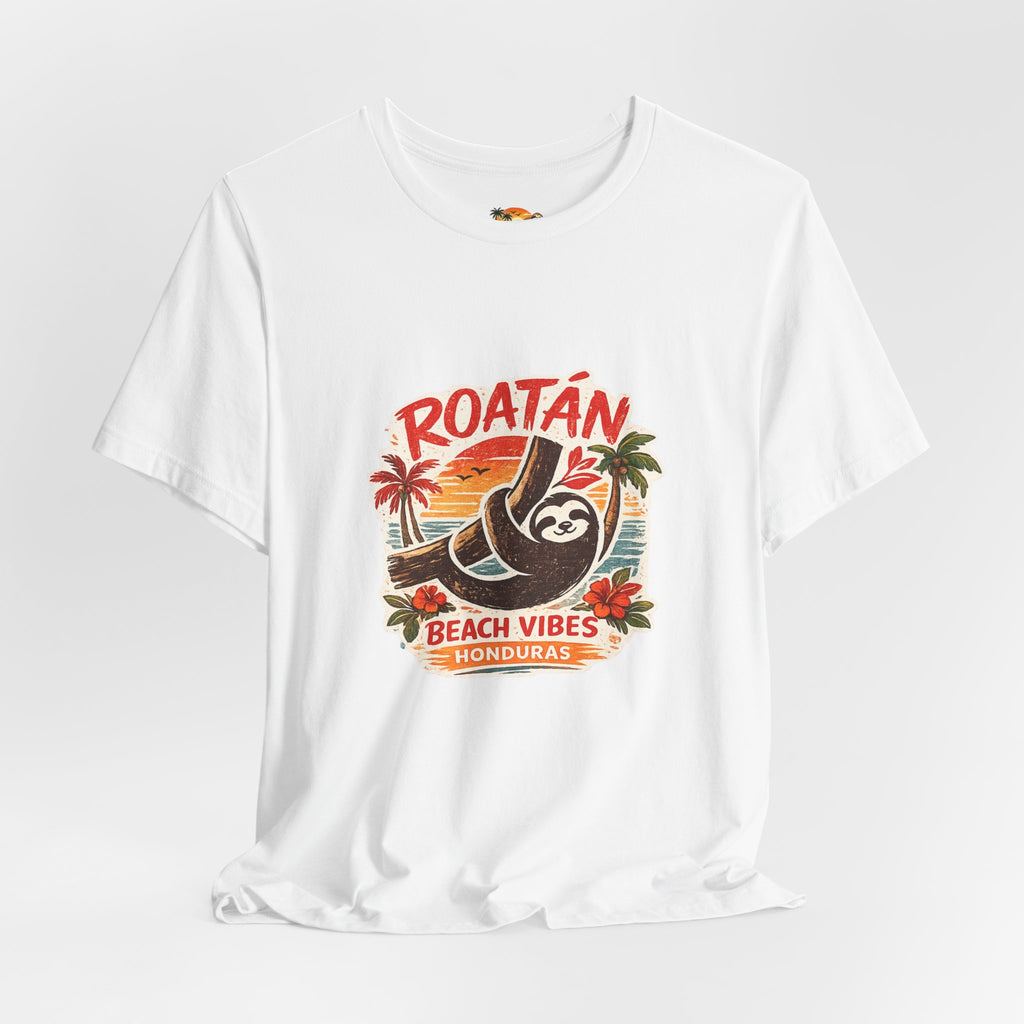 Roatán Beach Vibes Tee — Honduras Sloth Tropical Vacation T-Shirt
