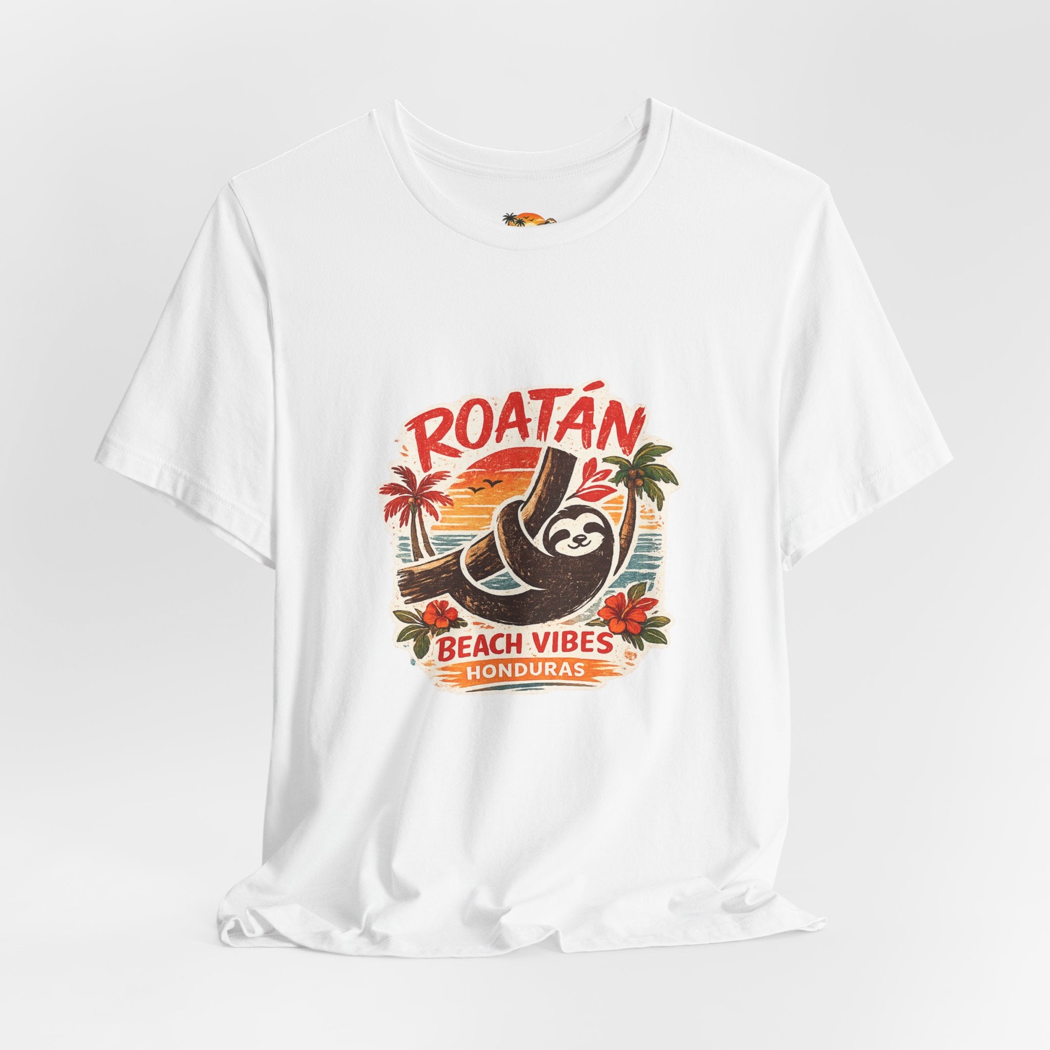 Roatán Beach Vibes Tee — Honduras Sloth Tropical Vacation T-Shirt