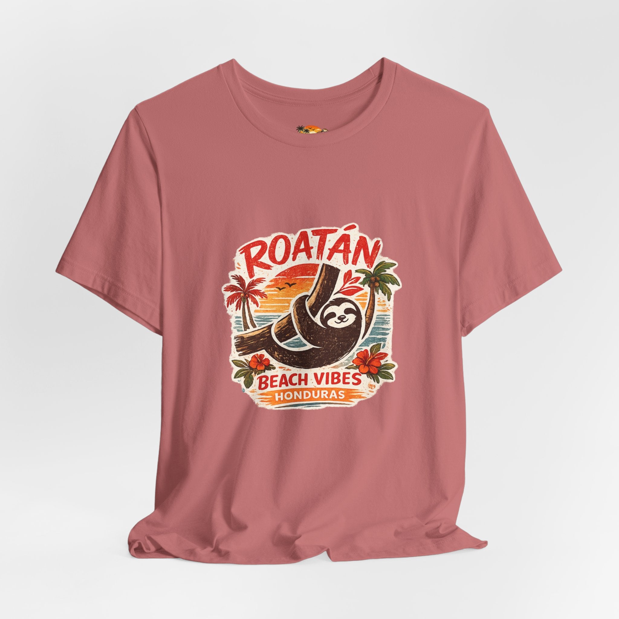 Roatán Beach Vibes Tee — Honduras Sloth Tropical Vacation T-Shirt