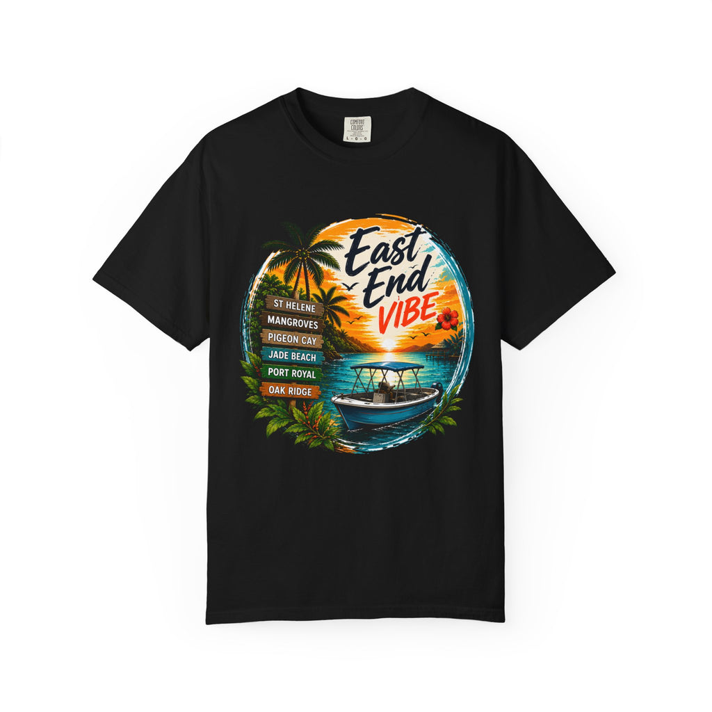 East End Vibe Beach T-Shirt — Tropical Palm Sunset Graphic Tee