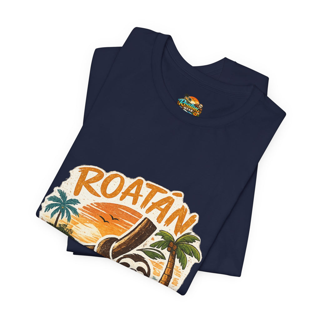 Roatán Island Escape T‑Shirt — Tropical Sloth Vacation Tee