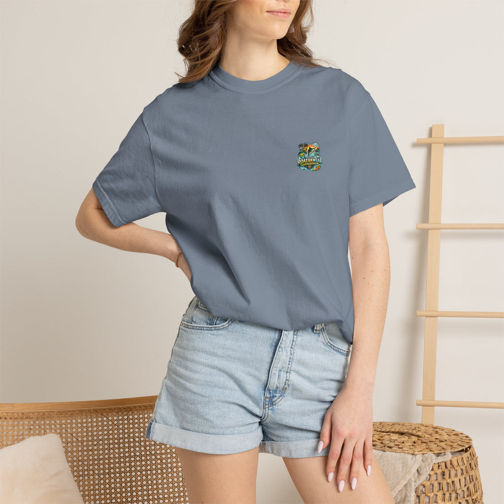 Roatan Beach T-Shirt — Tropical Dolphin Sunset Tee