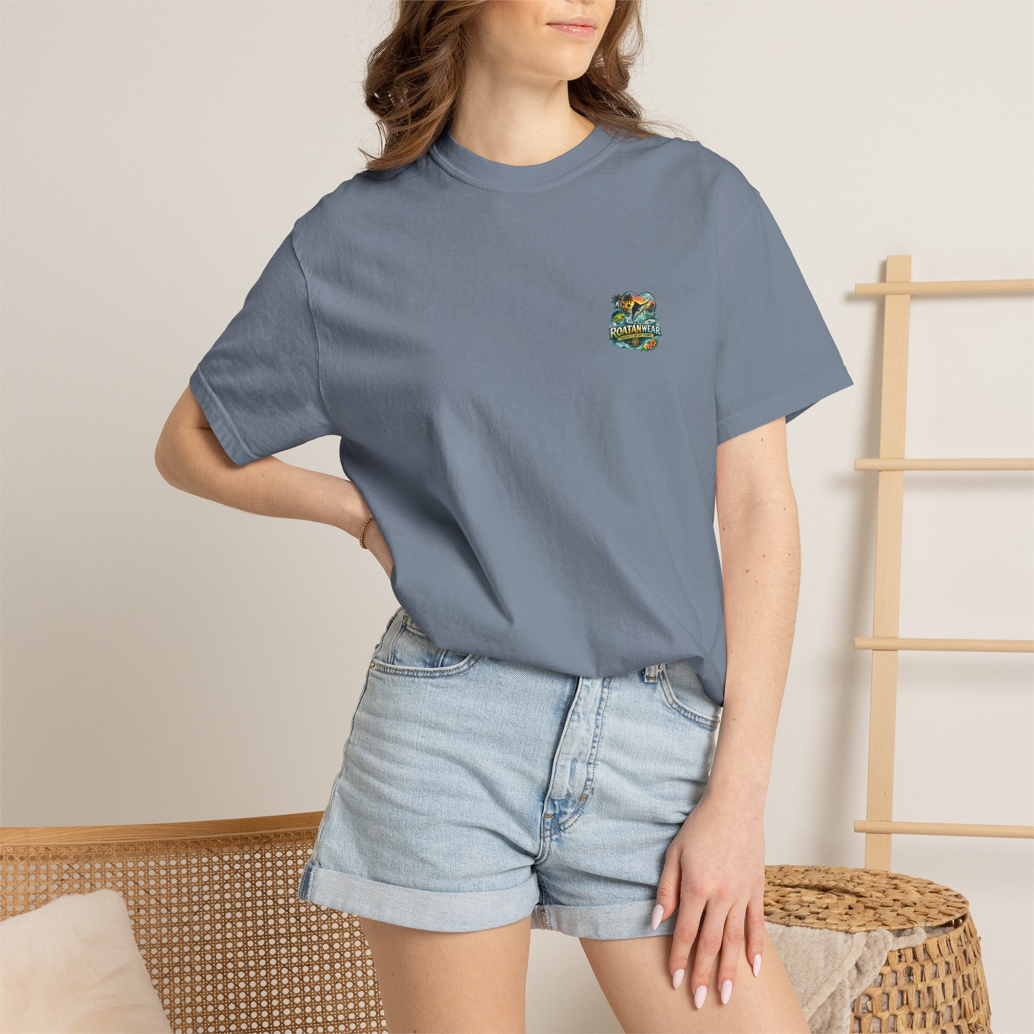 Roatan Beach T-Shirt — Tropical Dolphin Sunset Tee