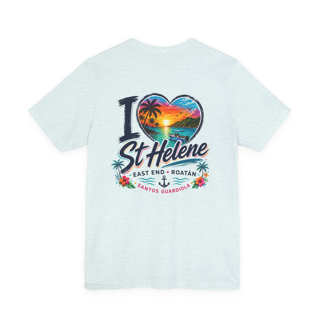 I  St Helene Sunset Beach T-Shirt — East End Roatán Vacation Tee