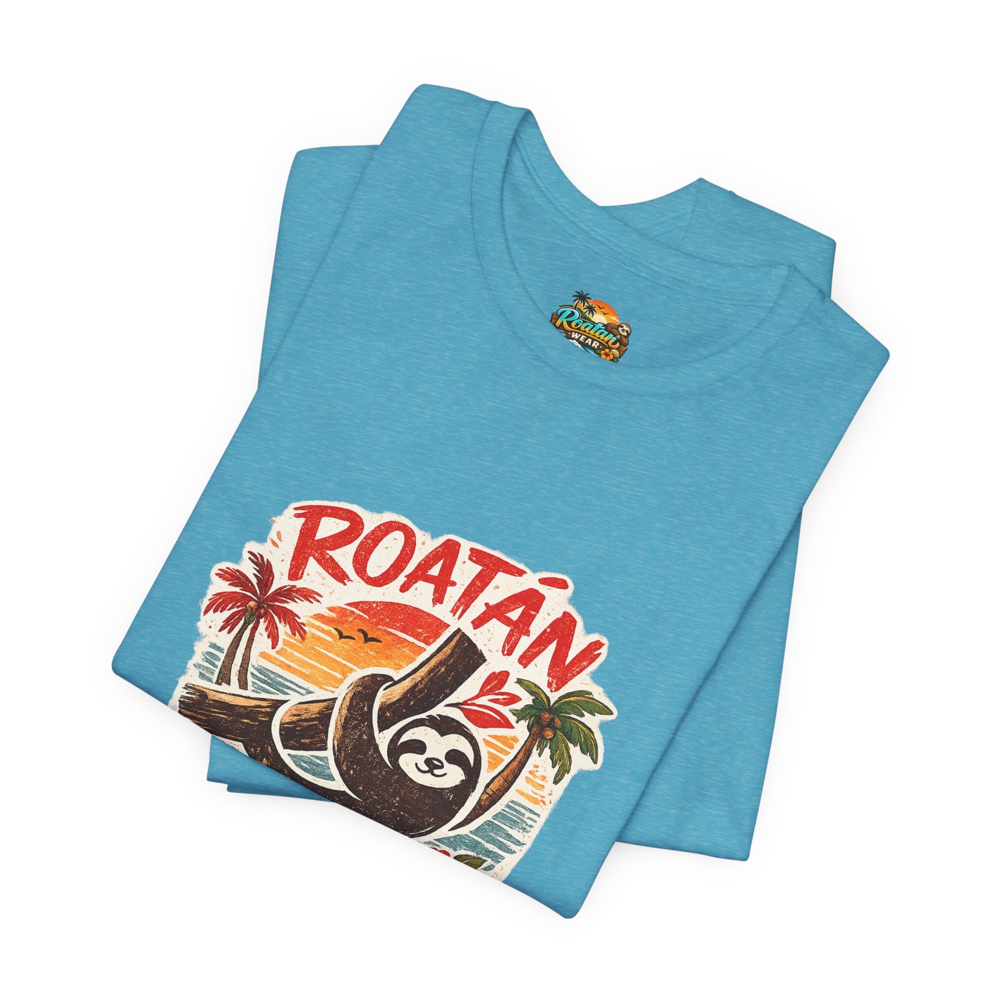 Roatán Beach Vibes Tee — Honduras Sloth Tropical Vacation T-Shirt