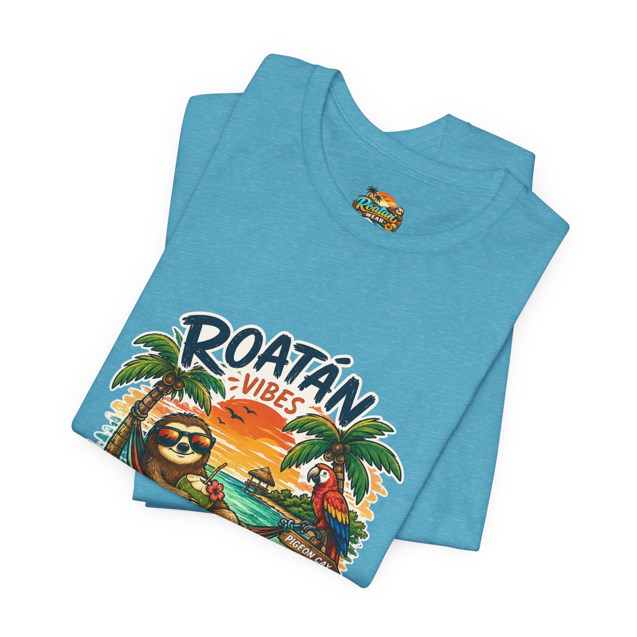 Roatán Vibes Honduras T-Shirt — Tropical Sloth Beach Vacation Tee