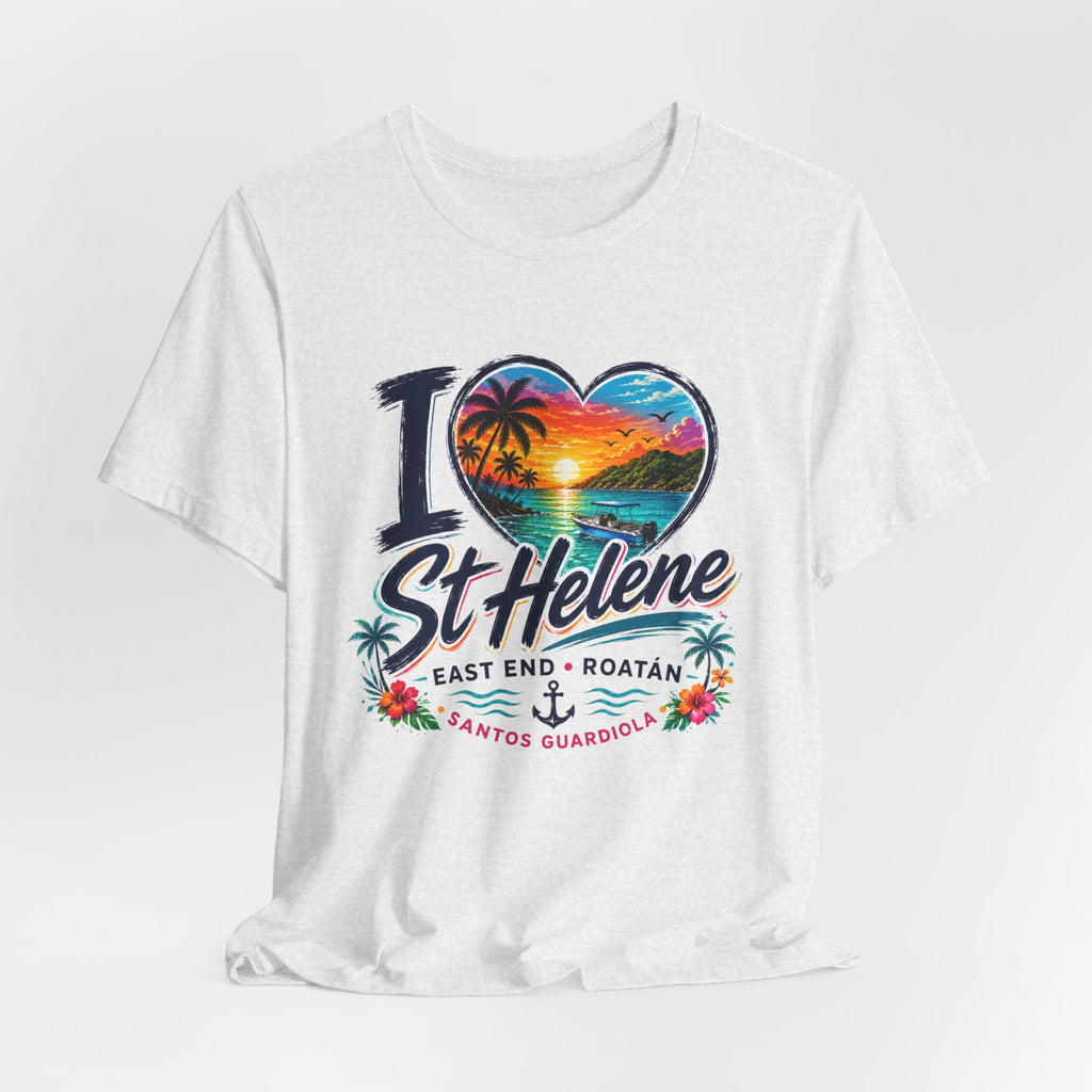 I  St Helene Sunset Beach T-Shirt — East End Roatán Vacation Tee