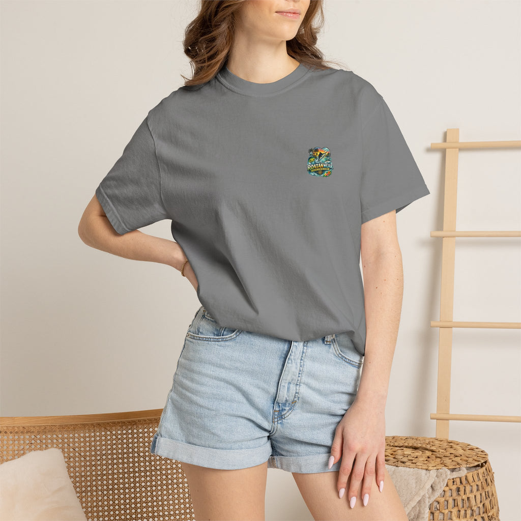 Roatan Beach T-Shirt — Tropical Dolphin Sunset Tee