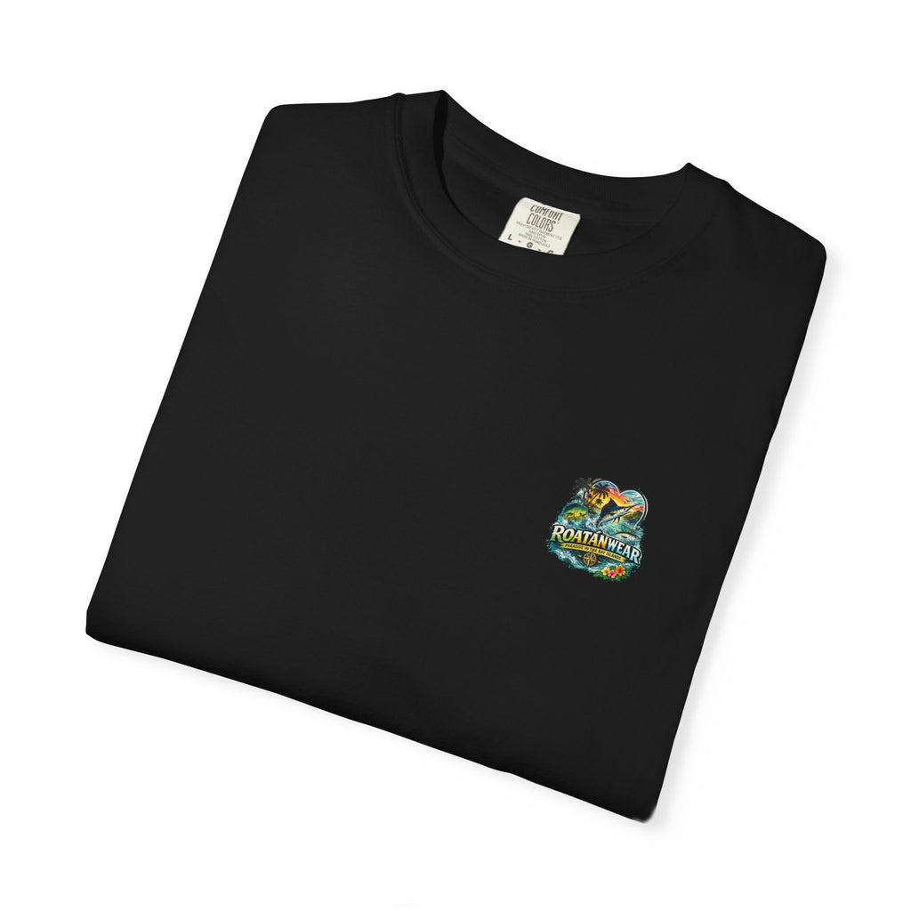 Roatan Beach T-Shirt — Tropical Dolphin Sunset Tee