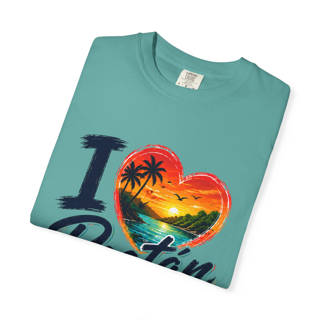I Love Roatán East End T-Shirt — Tropical Heart Sunset Souvenir