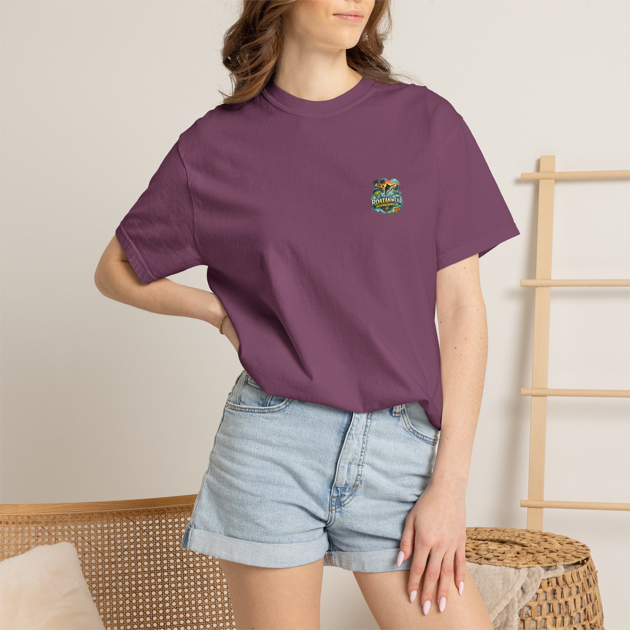 Roatan Beach T-Shirt — Tropical Dolphin Sunset Tee