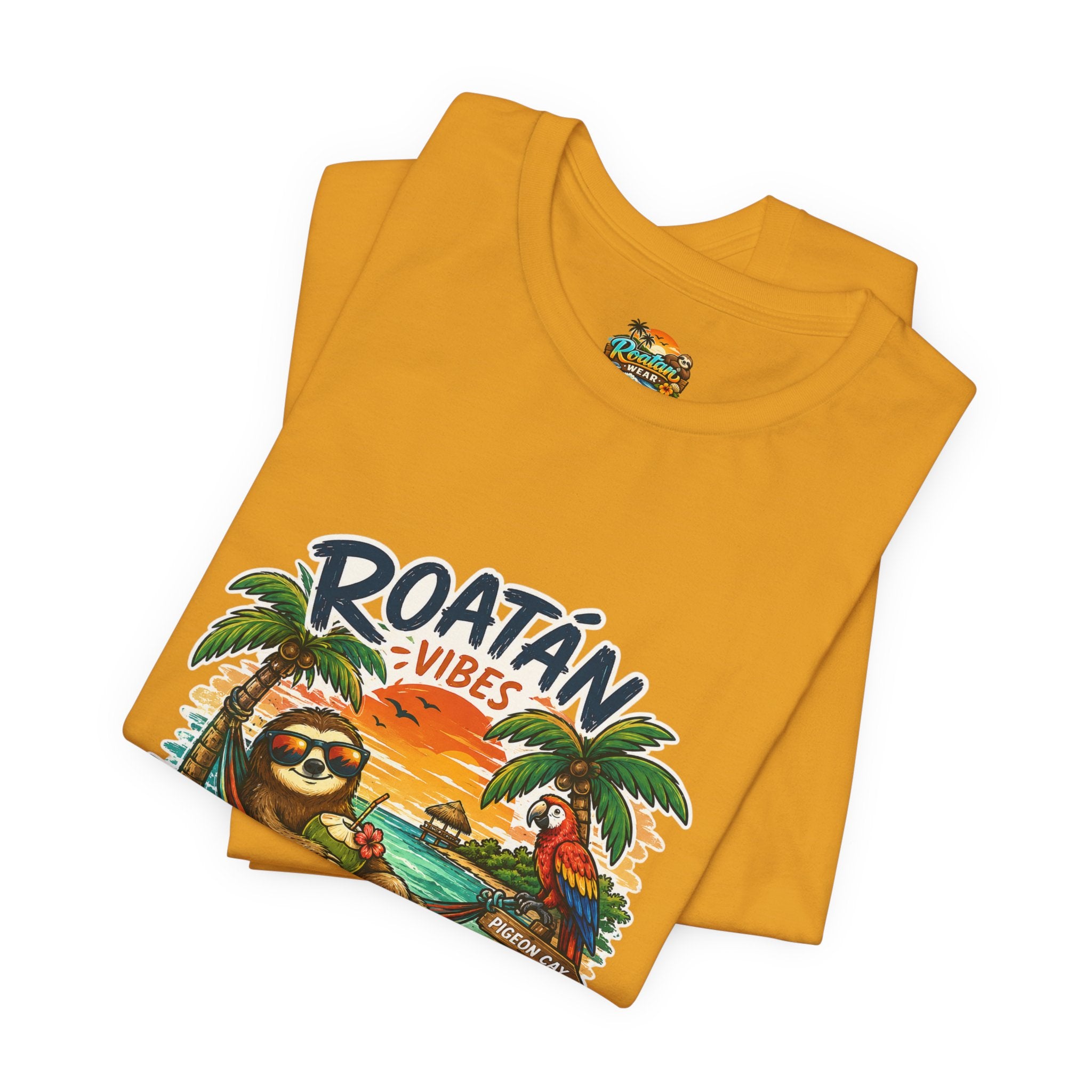 Roatán Vibes Honduras T-Shirt — Tropical Sloth Beach Vacation Tee