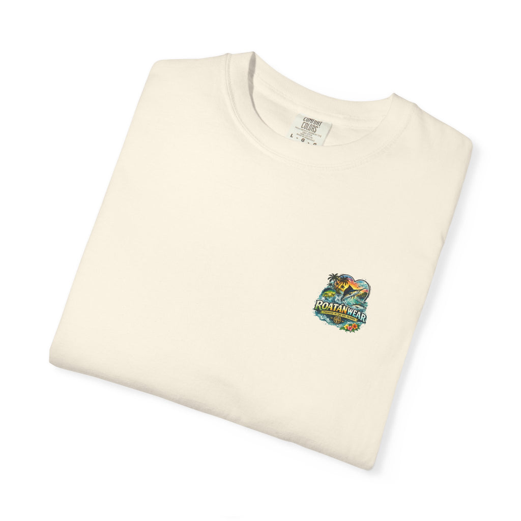 Roatan Beach T-Shirt — Tropical Dolphin Sunset Tee