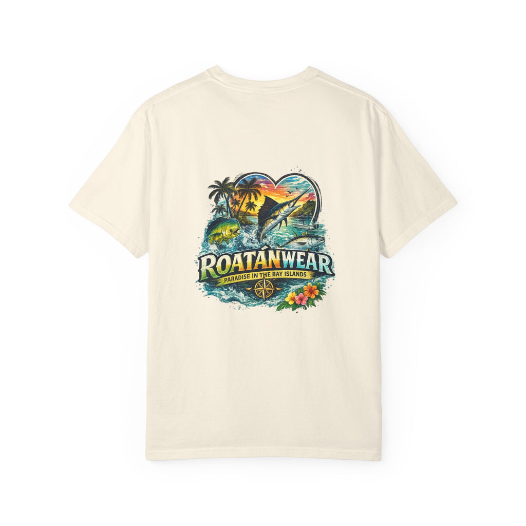 Roatan Beach T-Shirt — Tropical Dolphin Sunset Tee