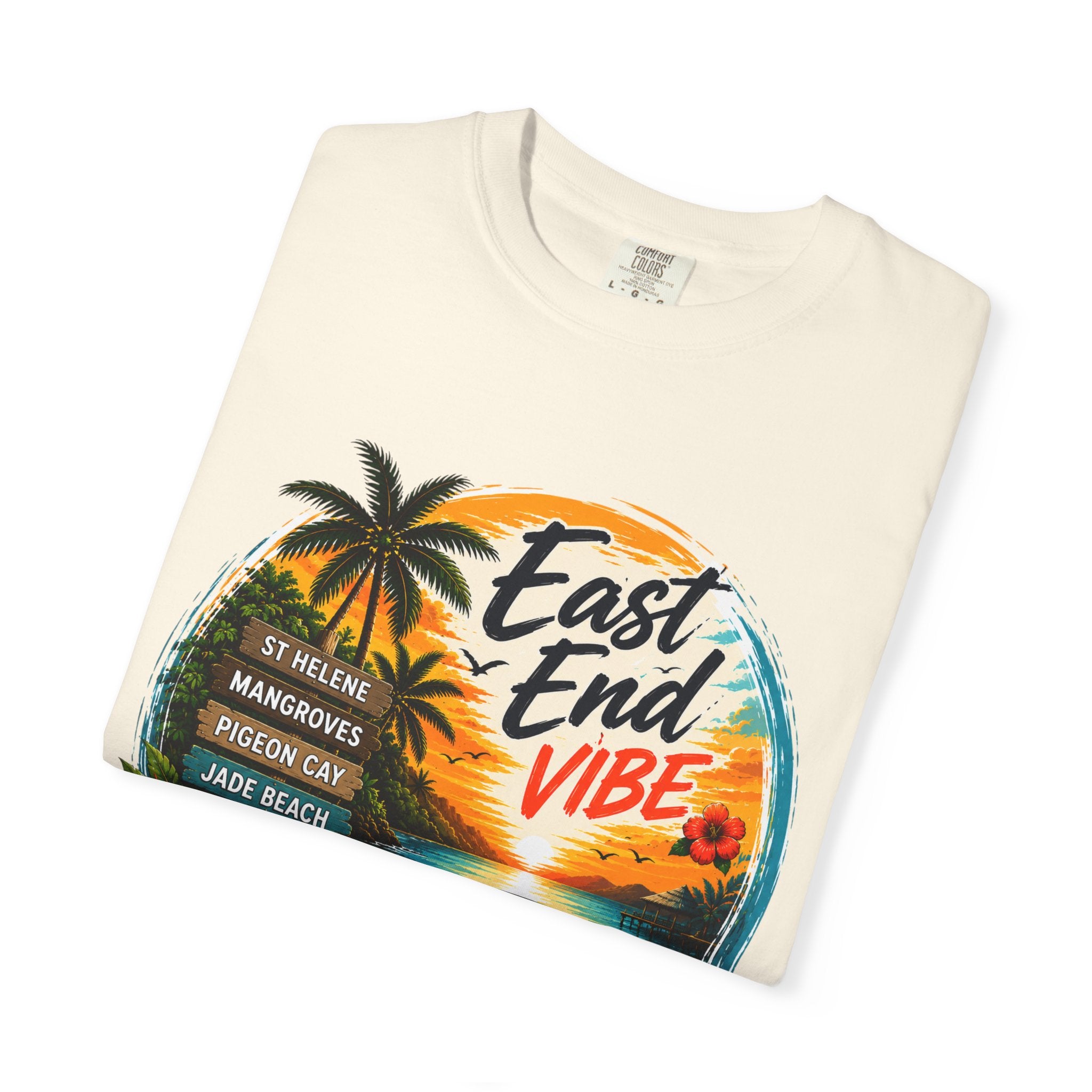 East End Vibe Beach T-Shirt — Tropical Palm Sunset Graphic Tee
