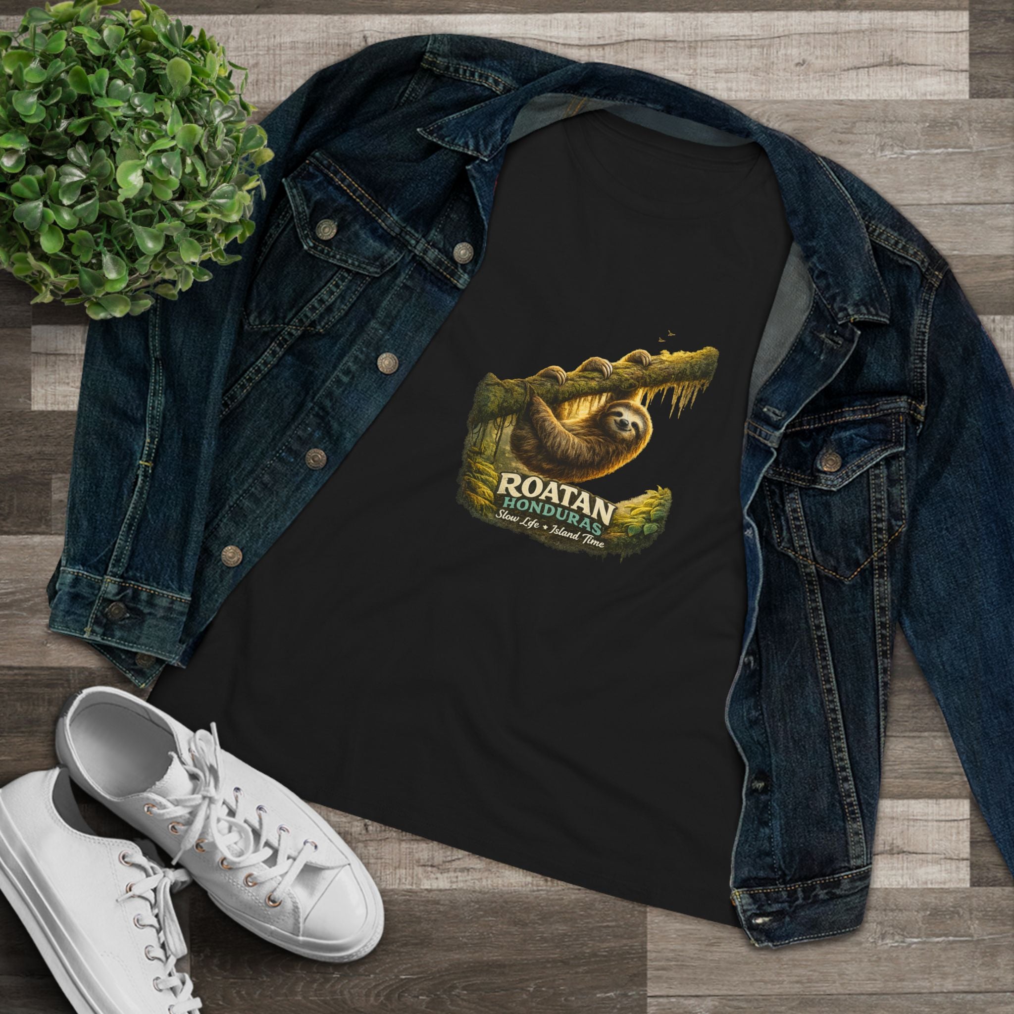 Roatan Sloth Graphic Tee - Women's Travel Souvenir T-Shirt